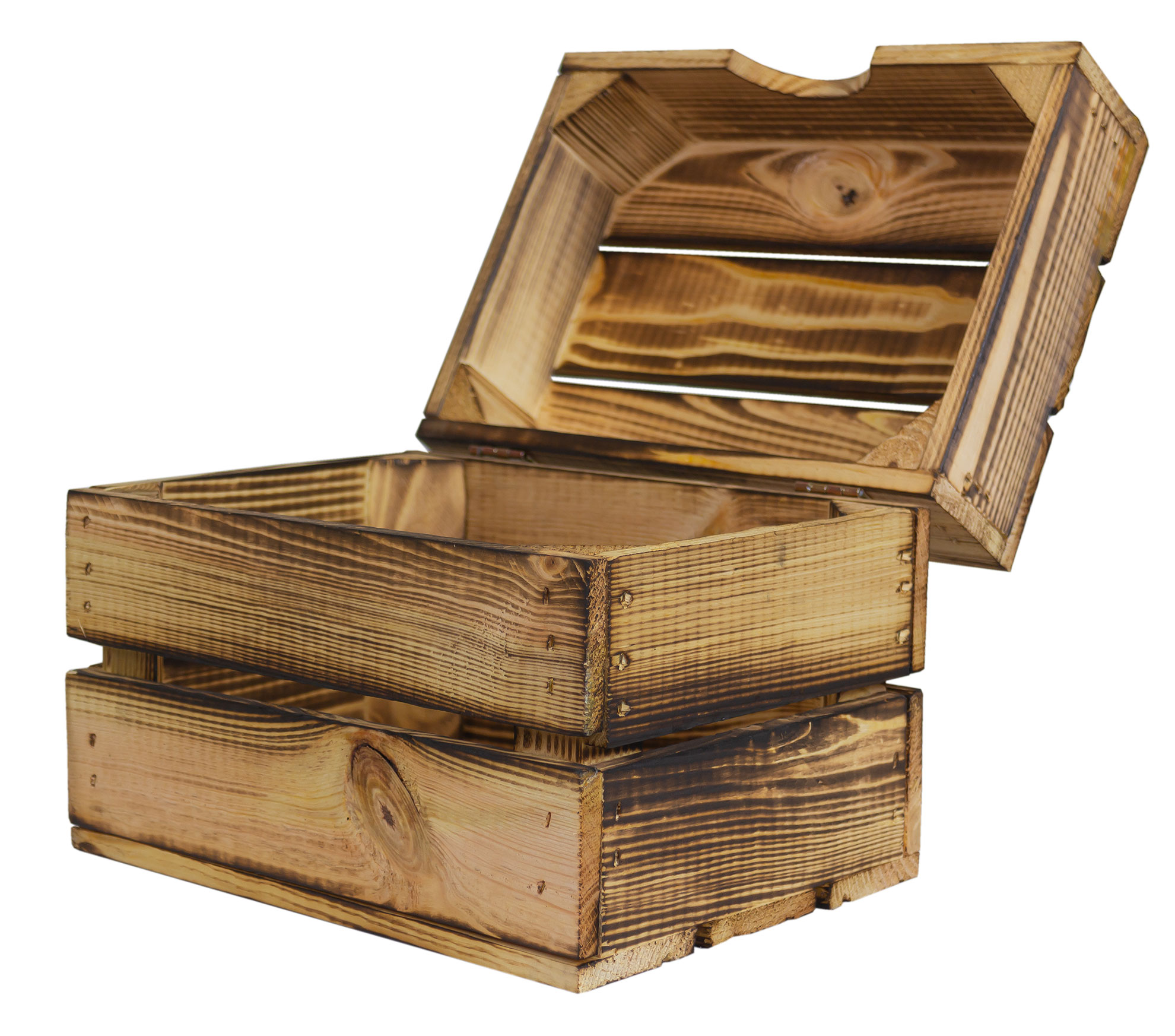 geflammte Holztruhe Assos 3 mit Deckel als Geschenkbox oder Erinnerungskiste  S 27,5x20x21,5 cm