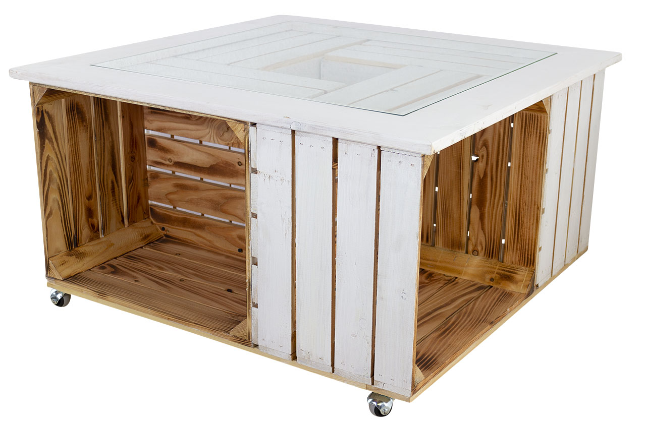 Alle Möbel Stylischer Tisch aus 4 Holzkisten & stabiler