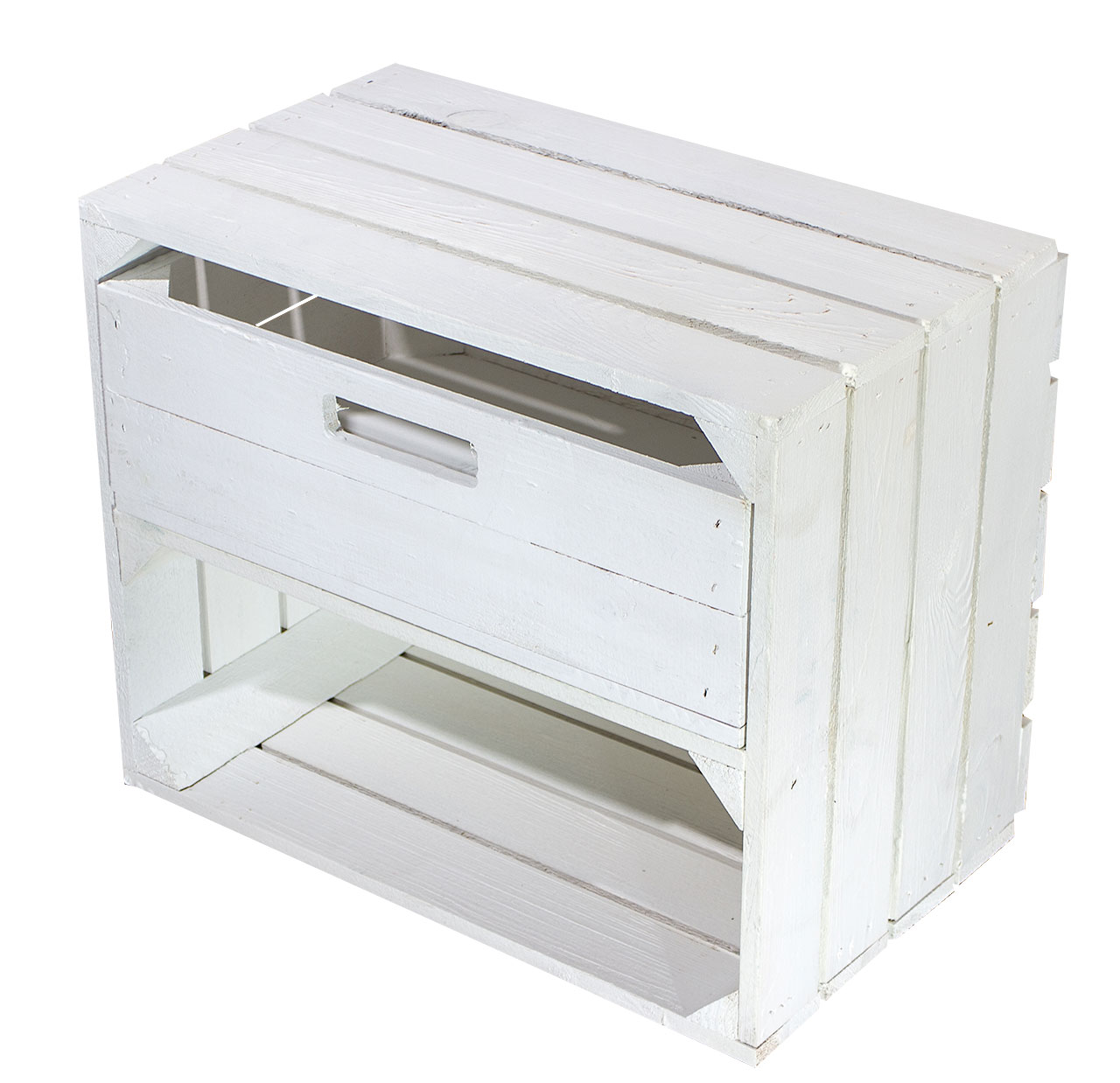 Weiße Kiste mit Schublade 50x40x30cm