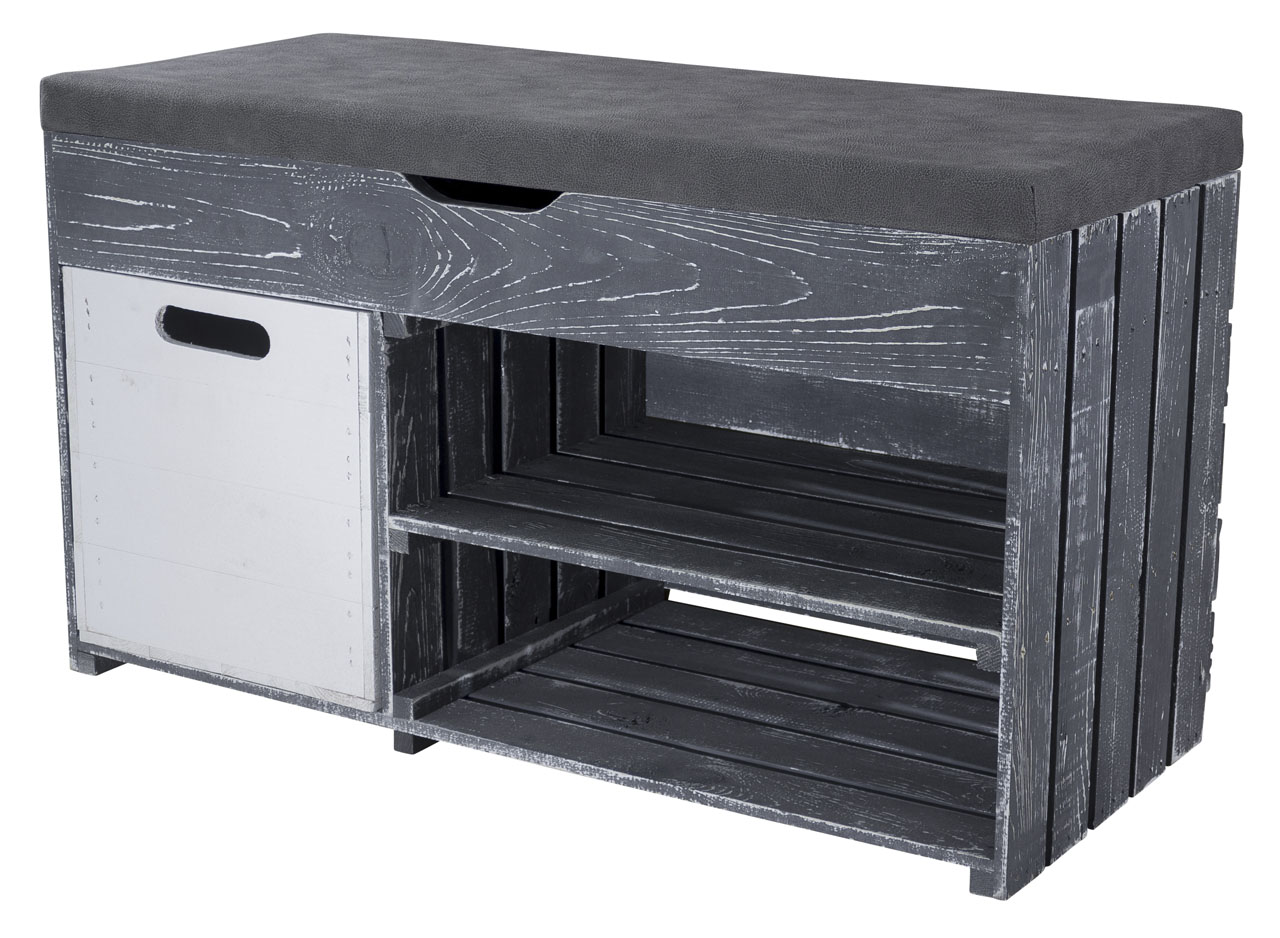 Sitzbänke / Sitztruhen Edle Sitzbank, shabby schwarz, mit viel