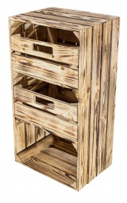 3 Top moderne geflammte Obstkiste mit Schublade 50x40x30cm /quer Stauraum 