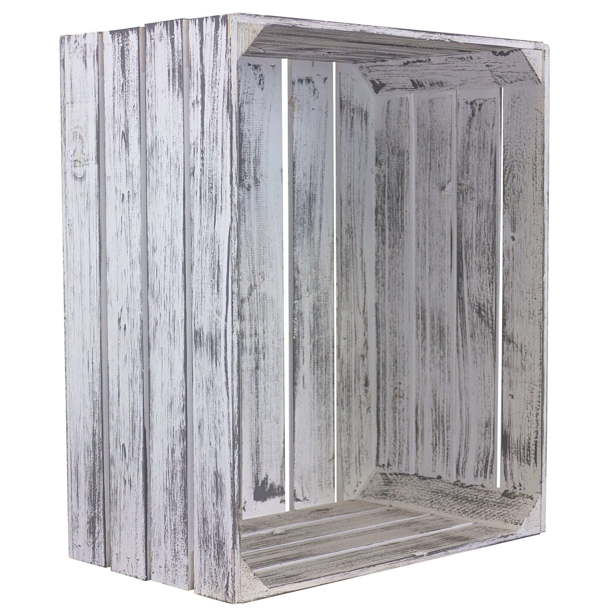 Hohe Holzkiste im Vintage Design *shabby white* 61x50x31cm