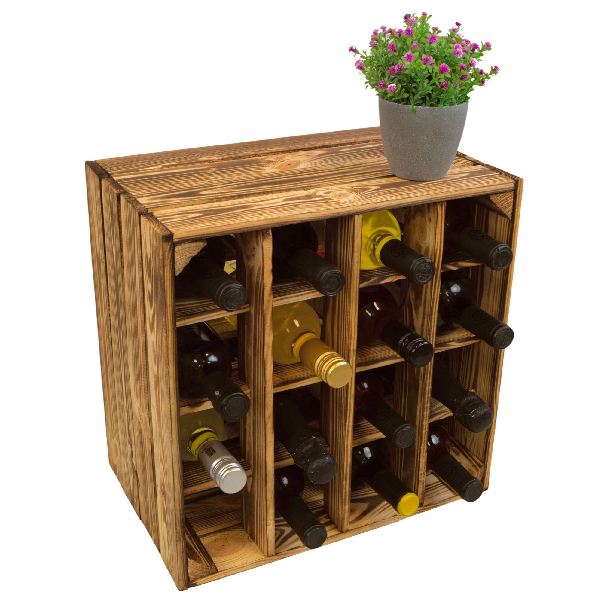 Weinregal &quot;16er&quot; mit geflammter Einlage 40x40x27cm