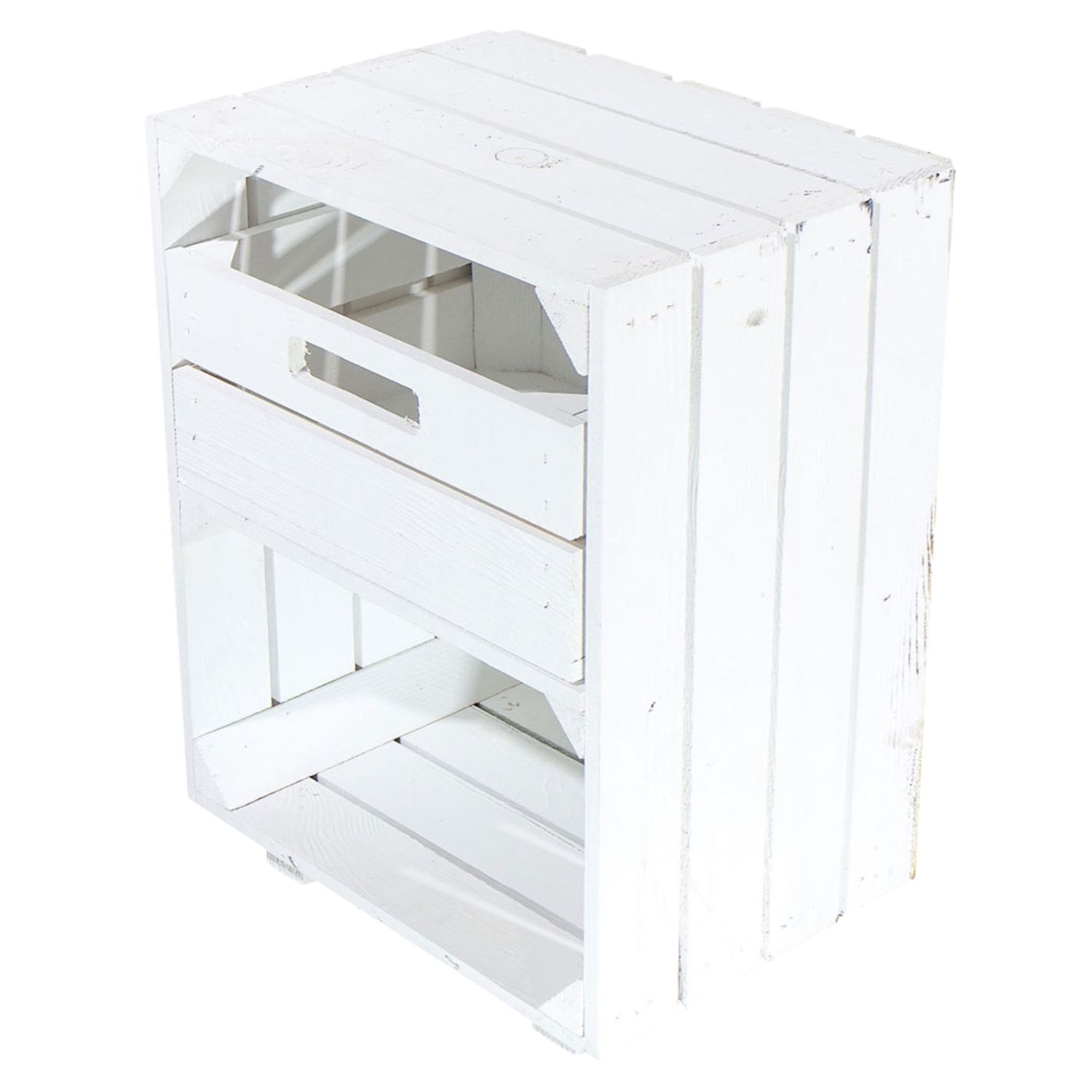 Weißer Nachttisch mit Schublade und Füßen 30,5x40x54cm