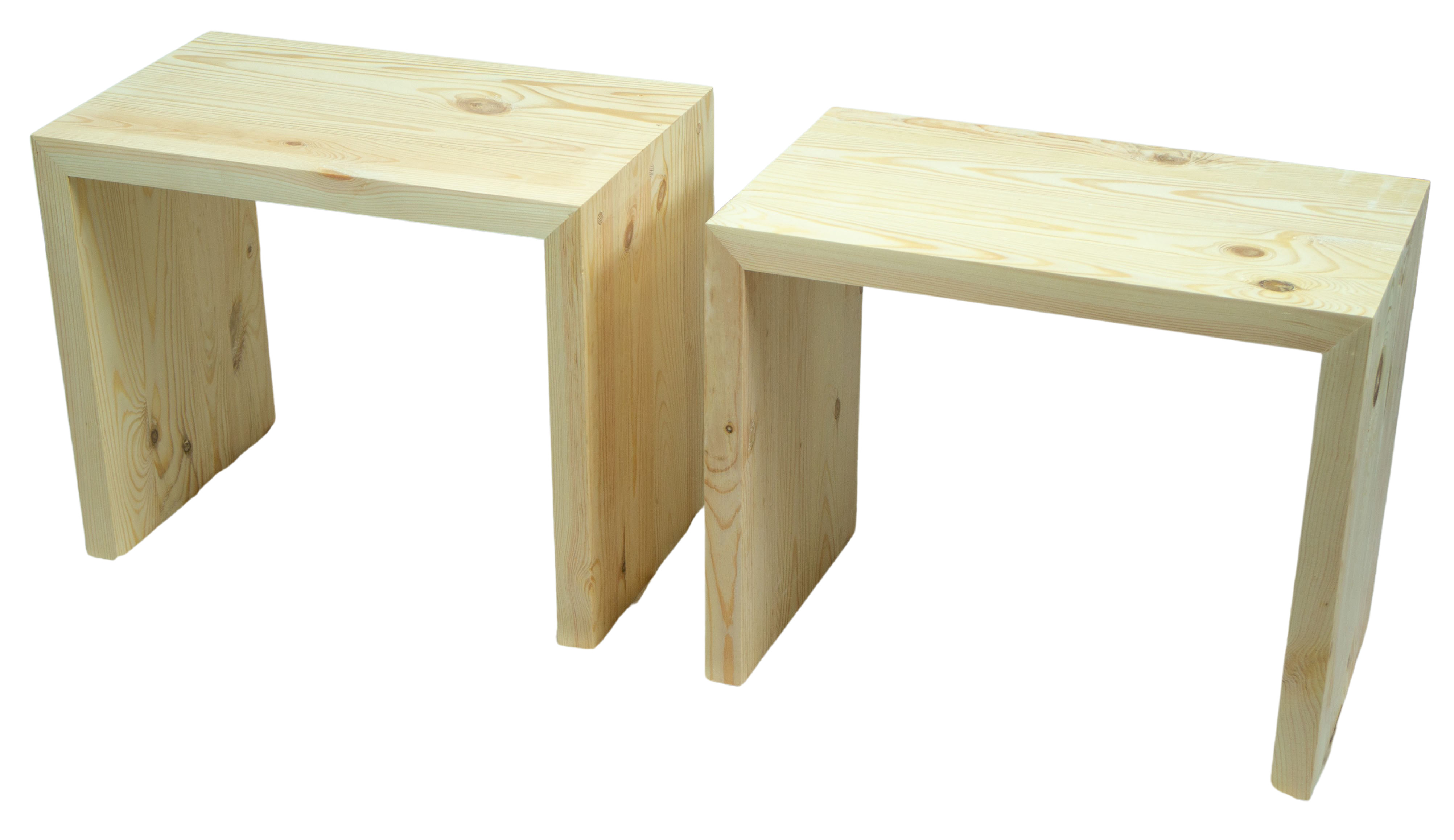 Vintage Tisch mit 2 Sitzhockern in natur Beistelltisch 50x40x40cm Sitzhocker in natur