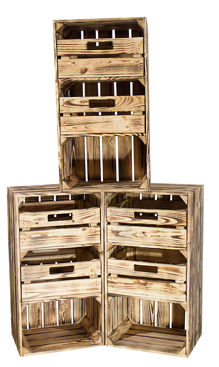 2x Geflammte schmale Regalkiste mit Schublade