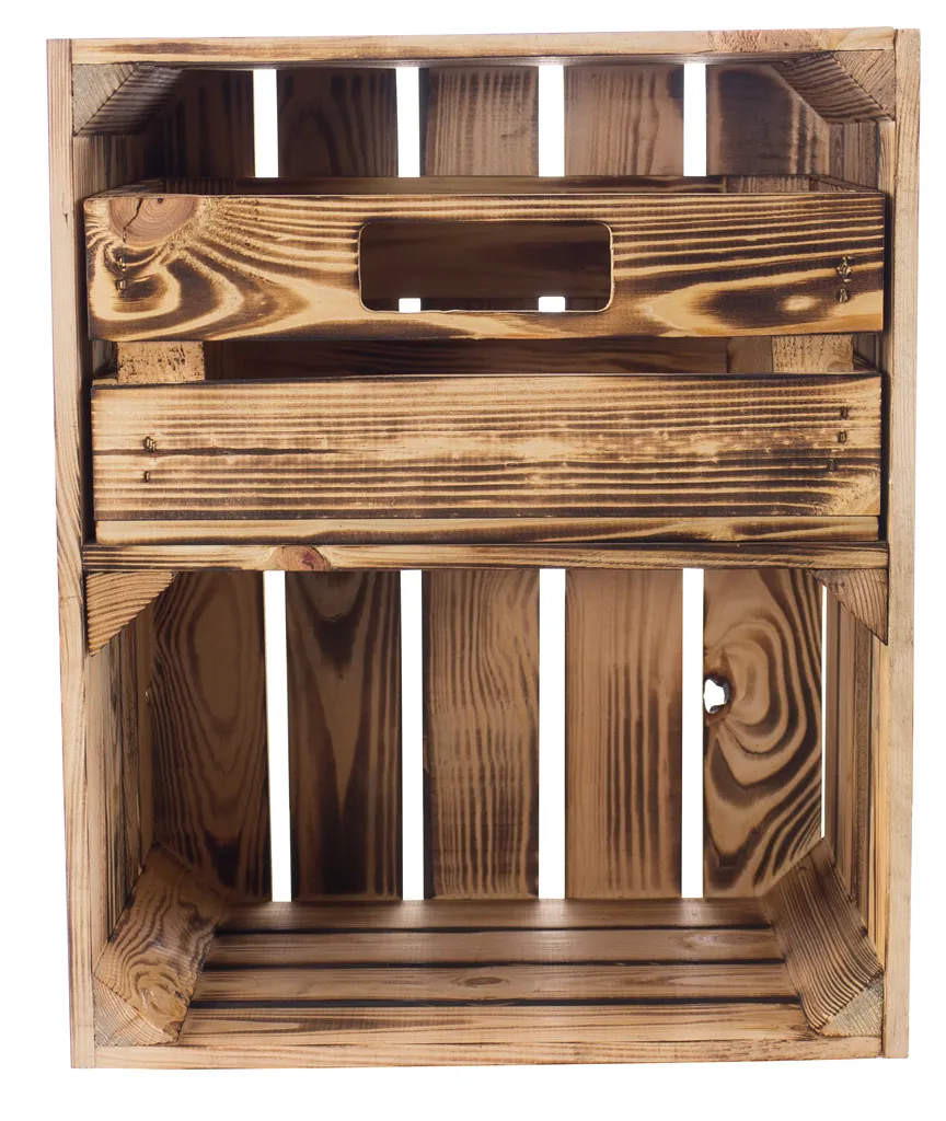 Geflammte Regalkiste -quer- mit Schublade 50x40x30cm Geflammte Regalkiste -quer- mit Schublade 50x40x30cm