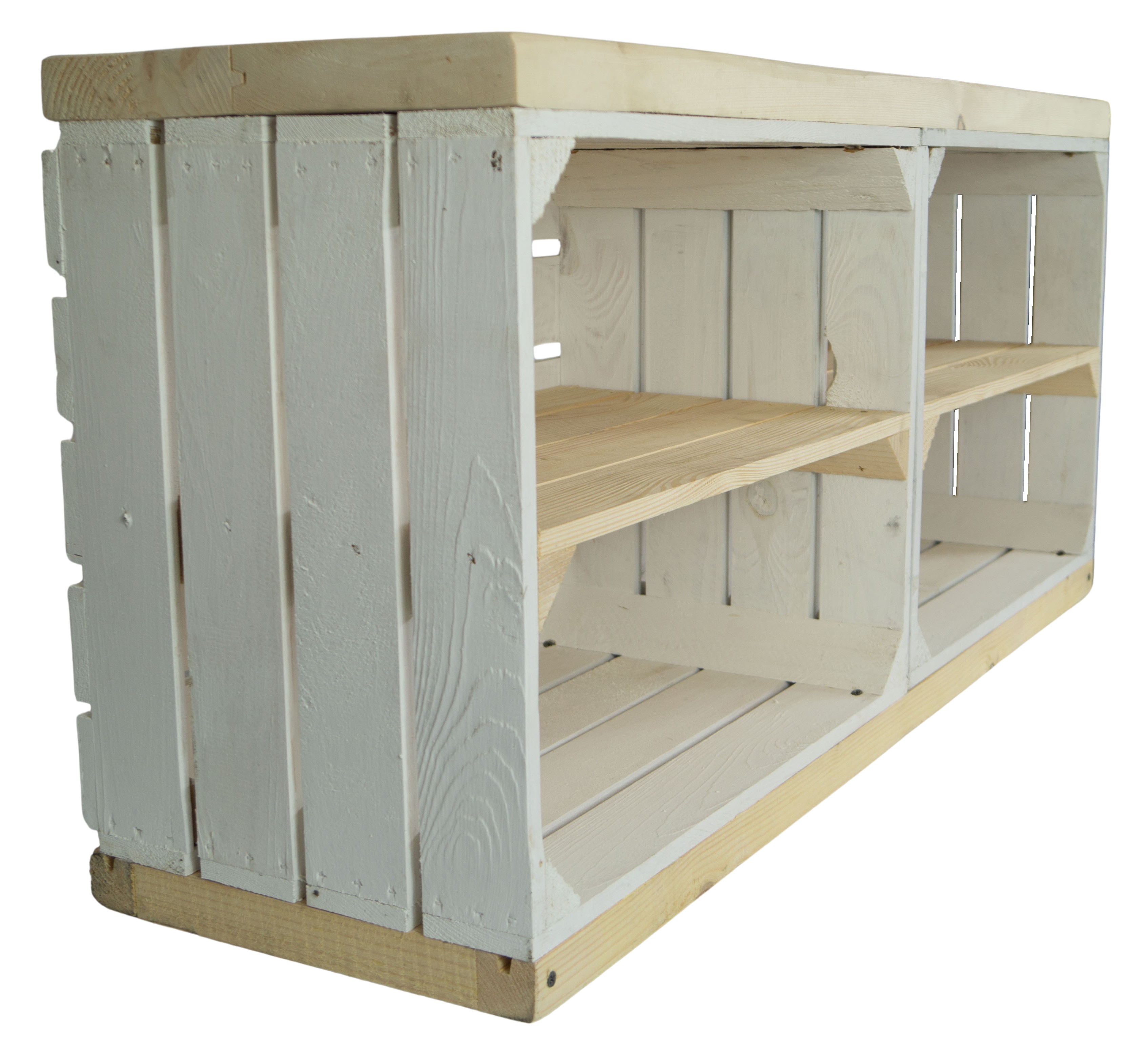 TV-Schrank aus Regalkisten in weiß auf Rollen 100x30x50cm