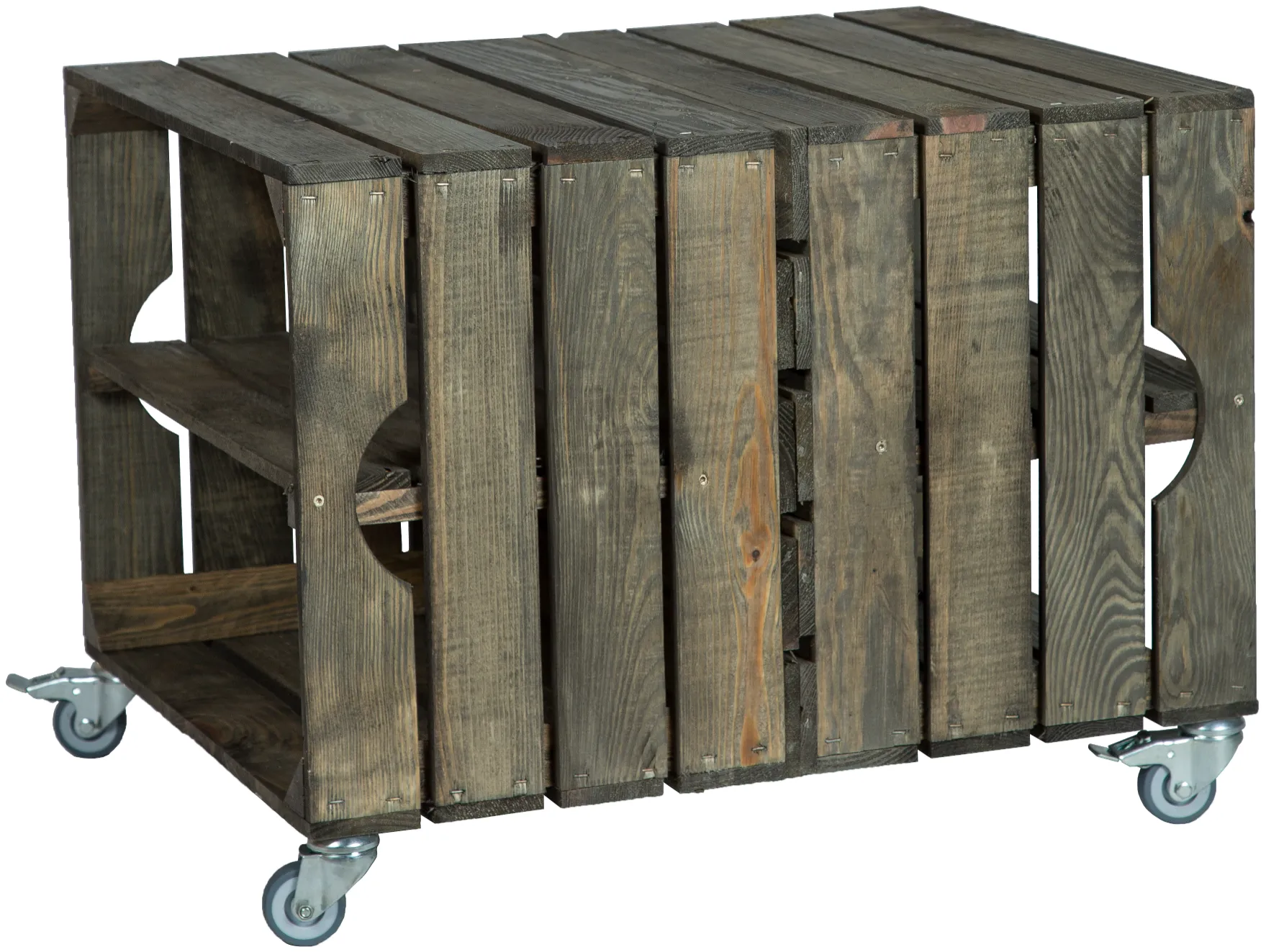 Obstkistentisch Wohnzimmertisch Johanna dunkel inkl. Rollen