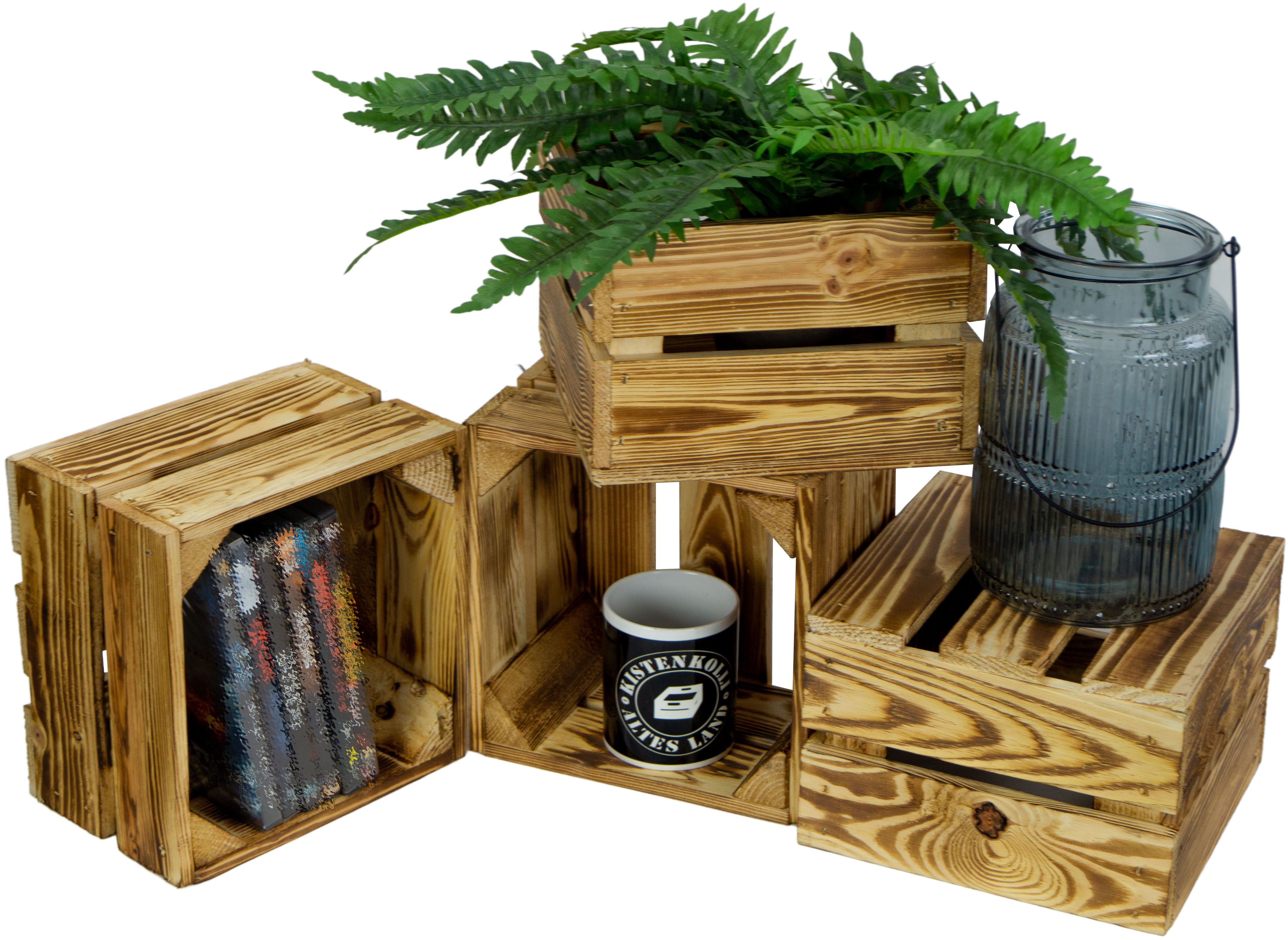 Kleine Holzkiste "Lotta" geflammt Kleine Holzkiste "Lotta" geflammt