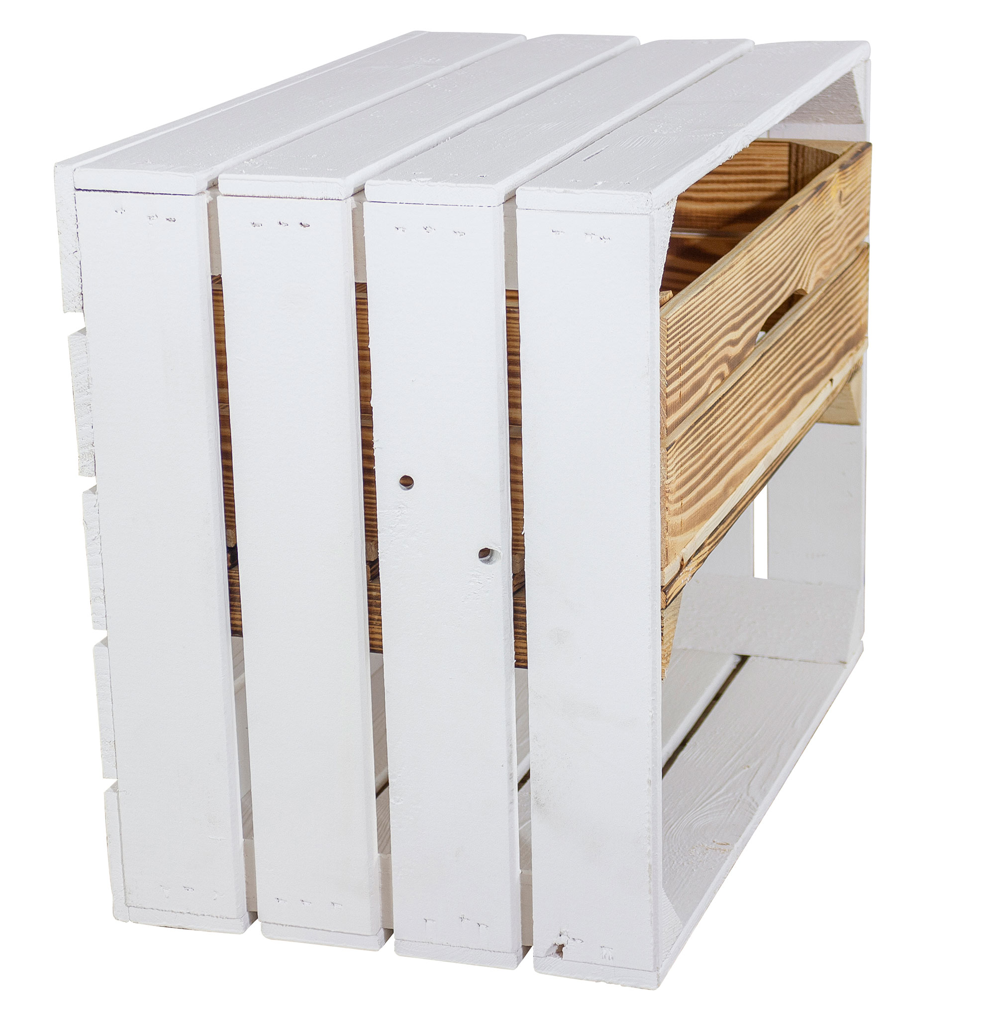 Weiße Kiste mit geflammter Schublade 50x40x30cm