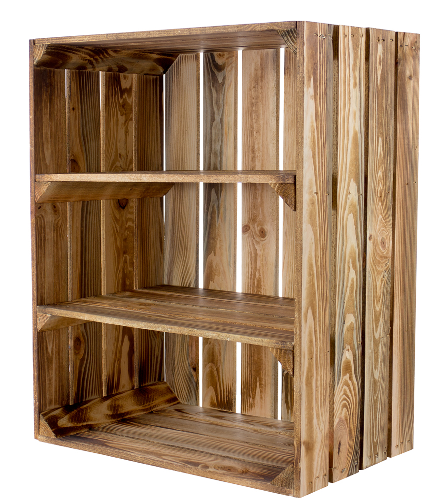 Hohe Regalkiste mit 2 Böden *geflammt* 55 x 55 x 30cm 48x Hohe Regalkiste mit 2 Böden *geflammt* 61x50x31cm