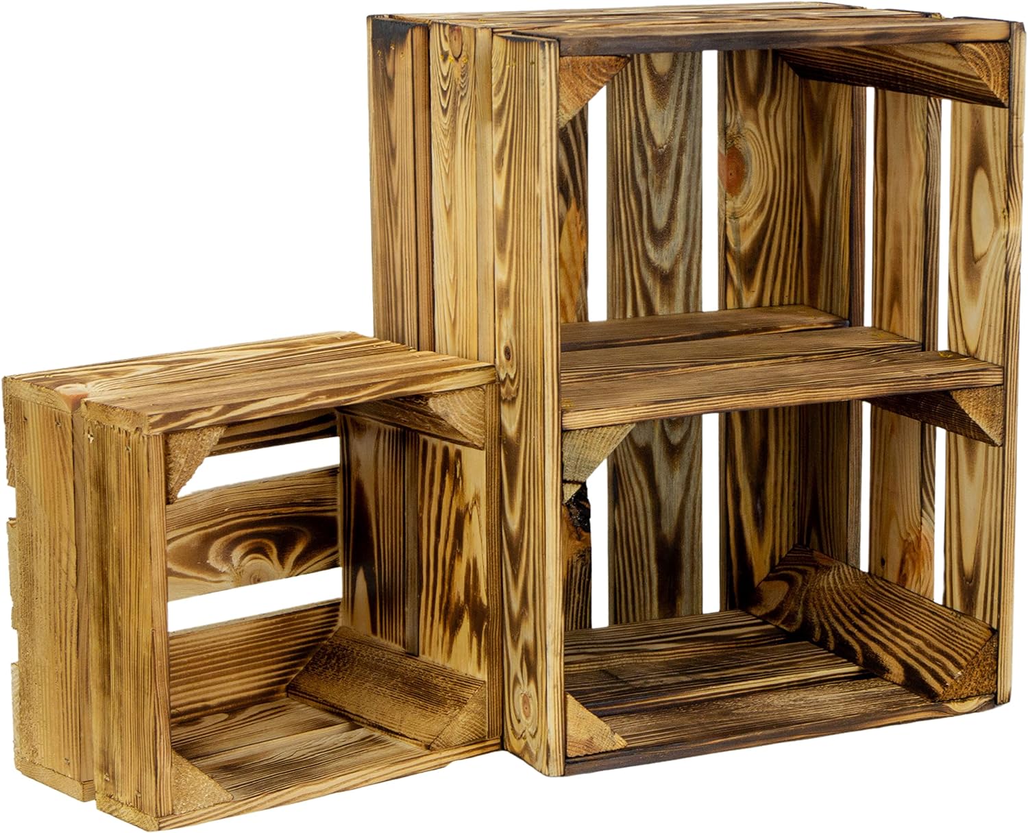 Holzkiste Bella geflammt40 x 30 x 25cm mit Schublade Lotta