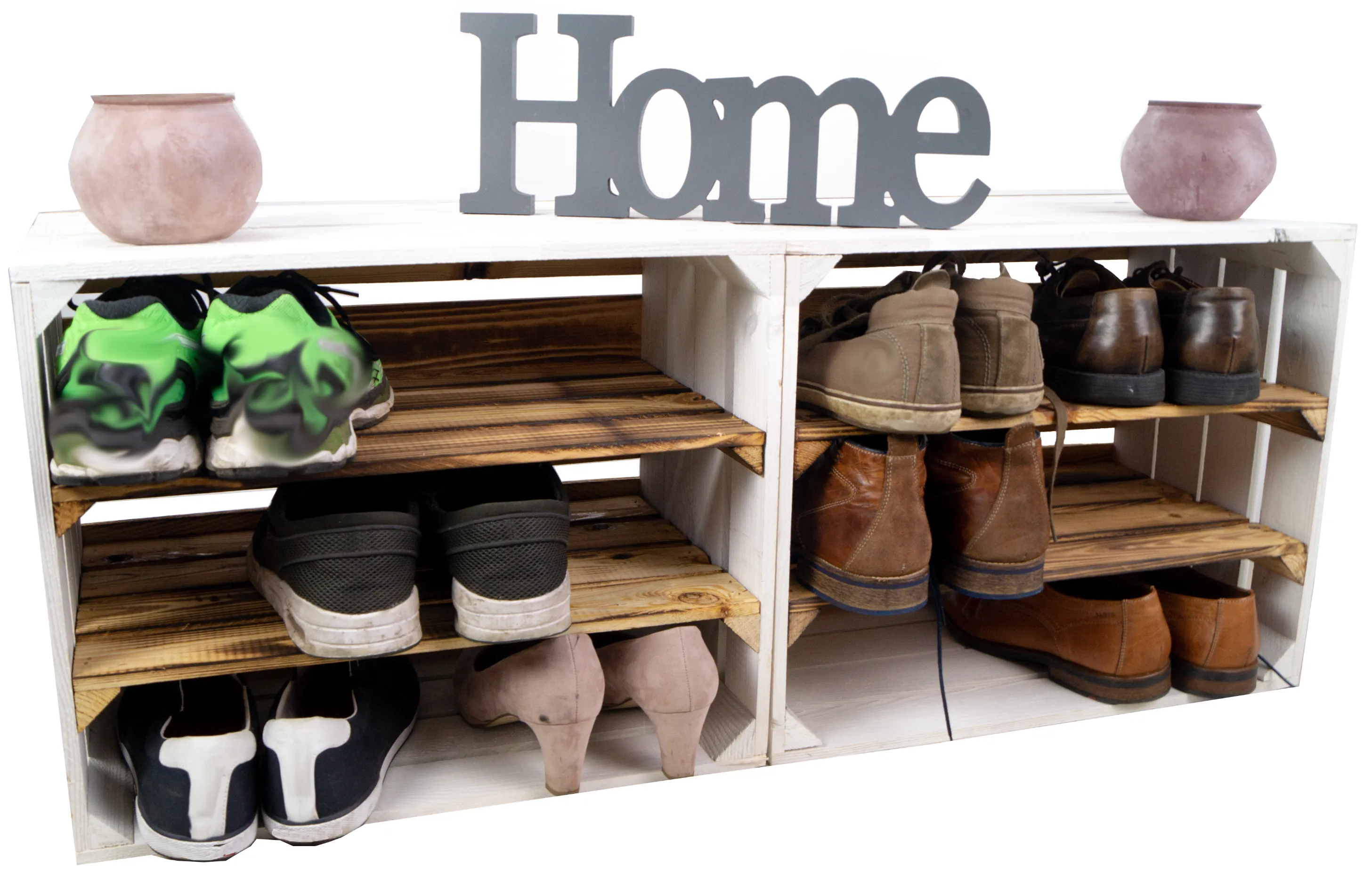 Regalkiste WEIß "Paula" doppelt geflammt LÄNGS