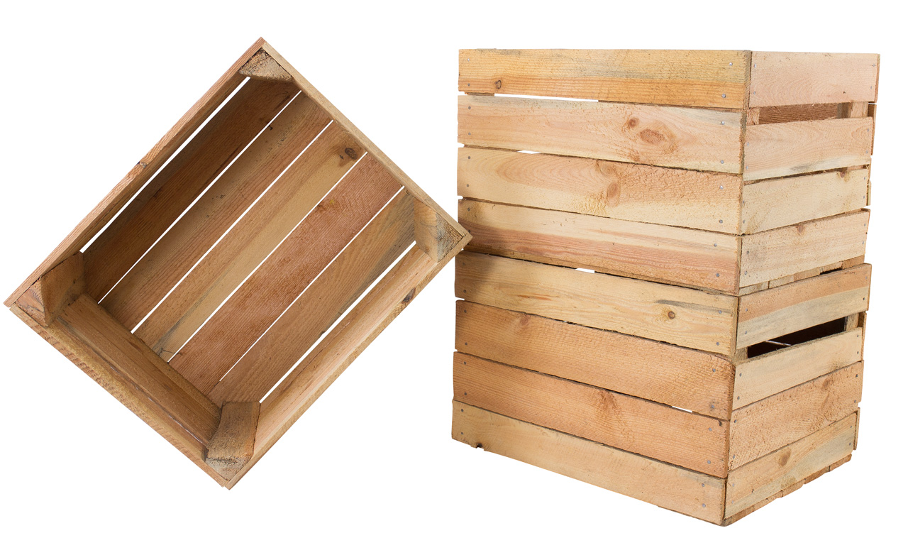 Gebrauchte stabile helle Obstkiste ohne Aufdruck 50x40x30cm Alte stabile helle Kiste mit maritimen Aufdruck "ANKER" 50x40x30cm