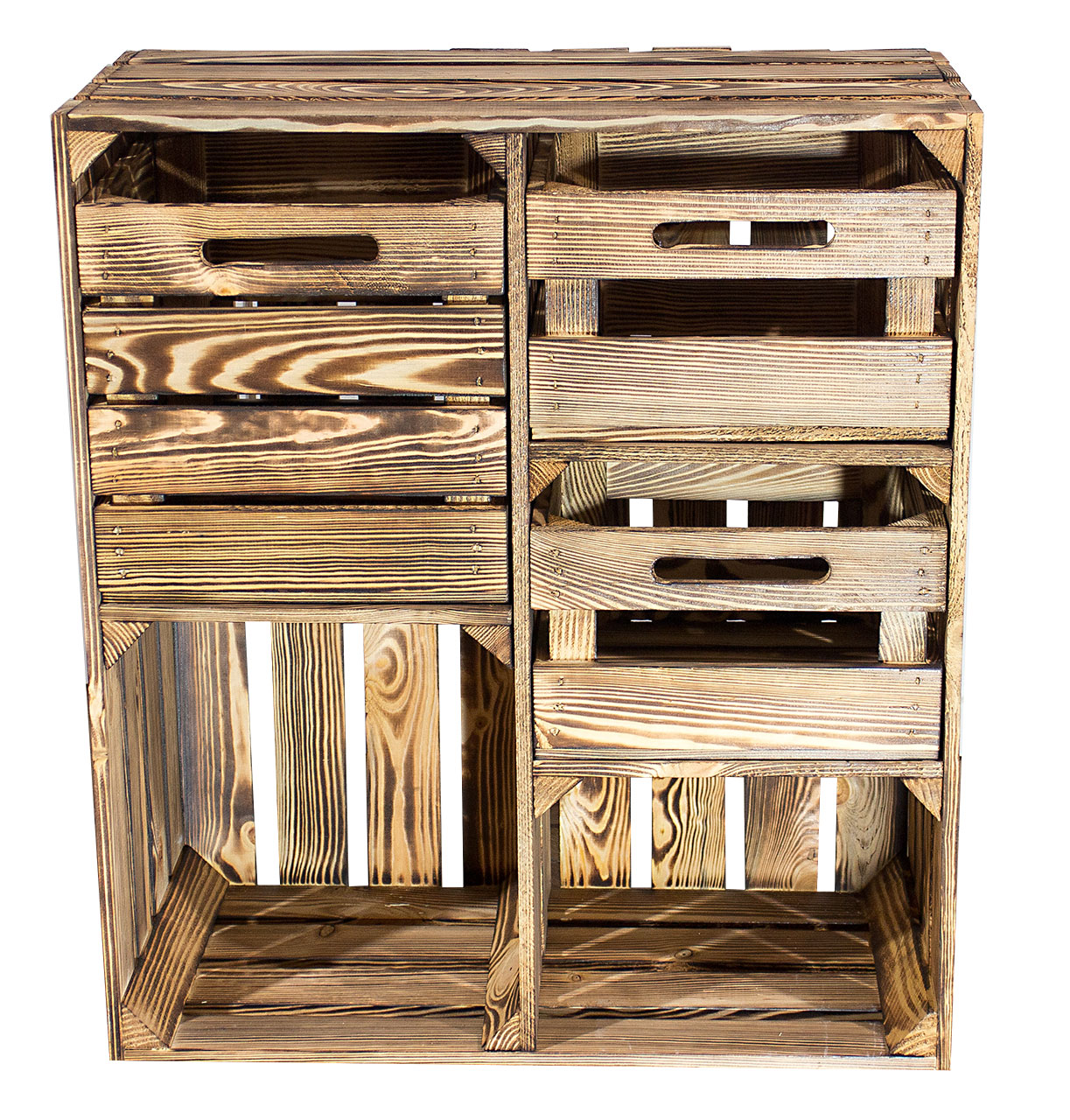 Geflammter Hochschrank + 3 Schubladen 77x68x33cm