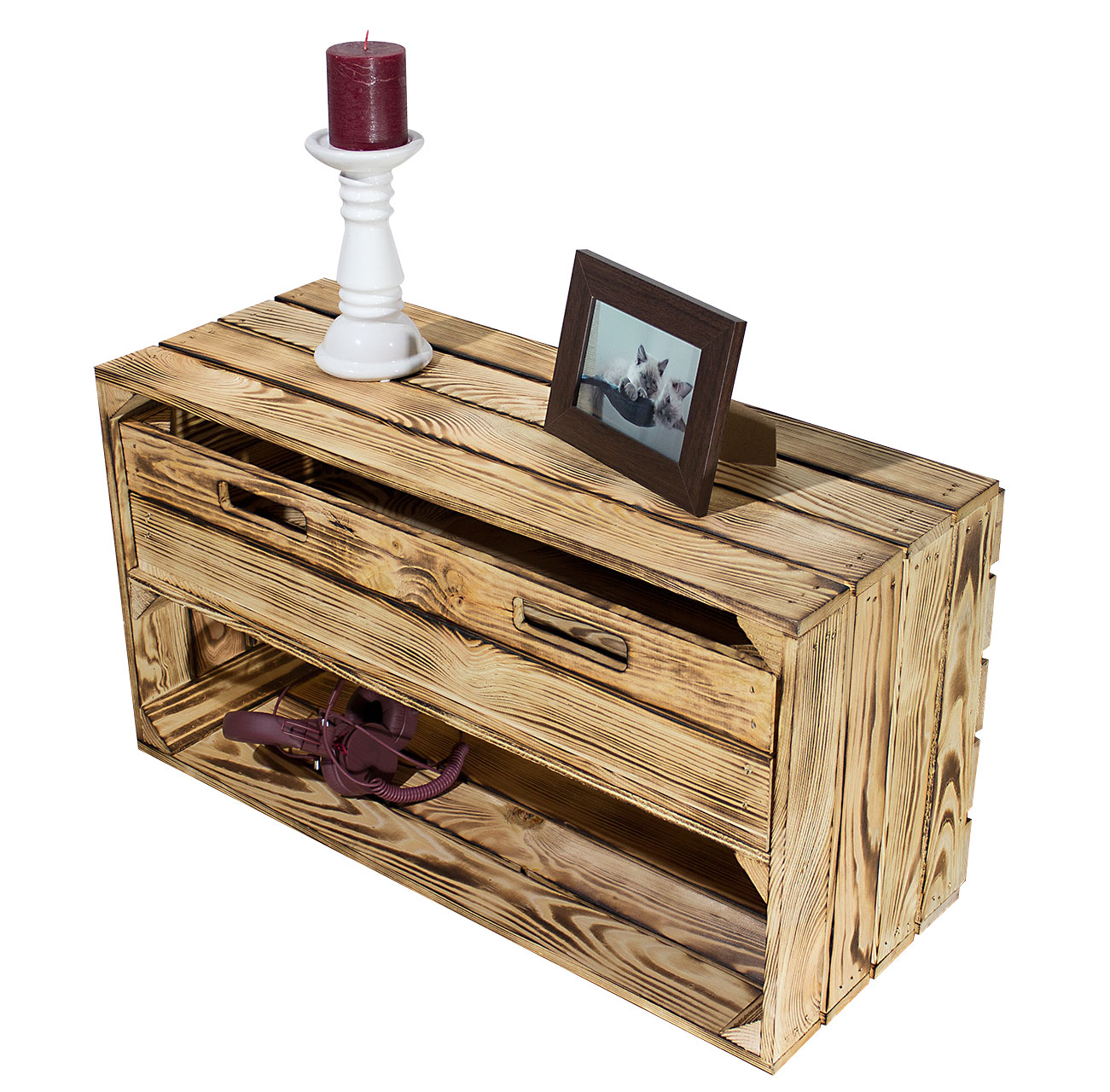 2er Set Tosca Kiste geflammt mit Schublade 