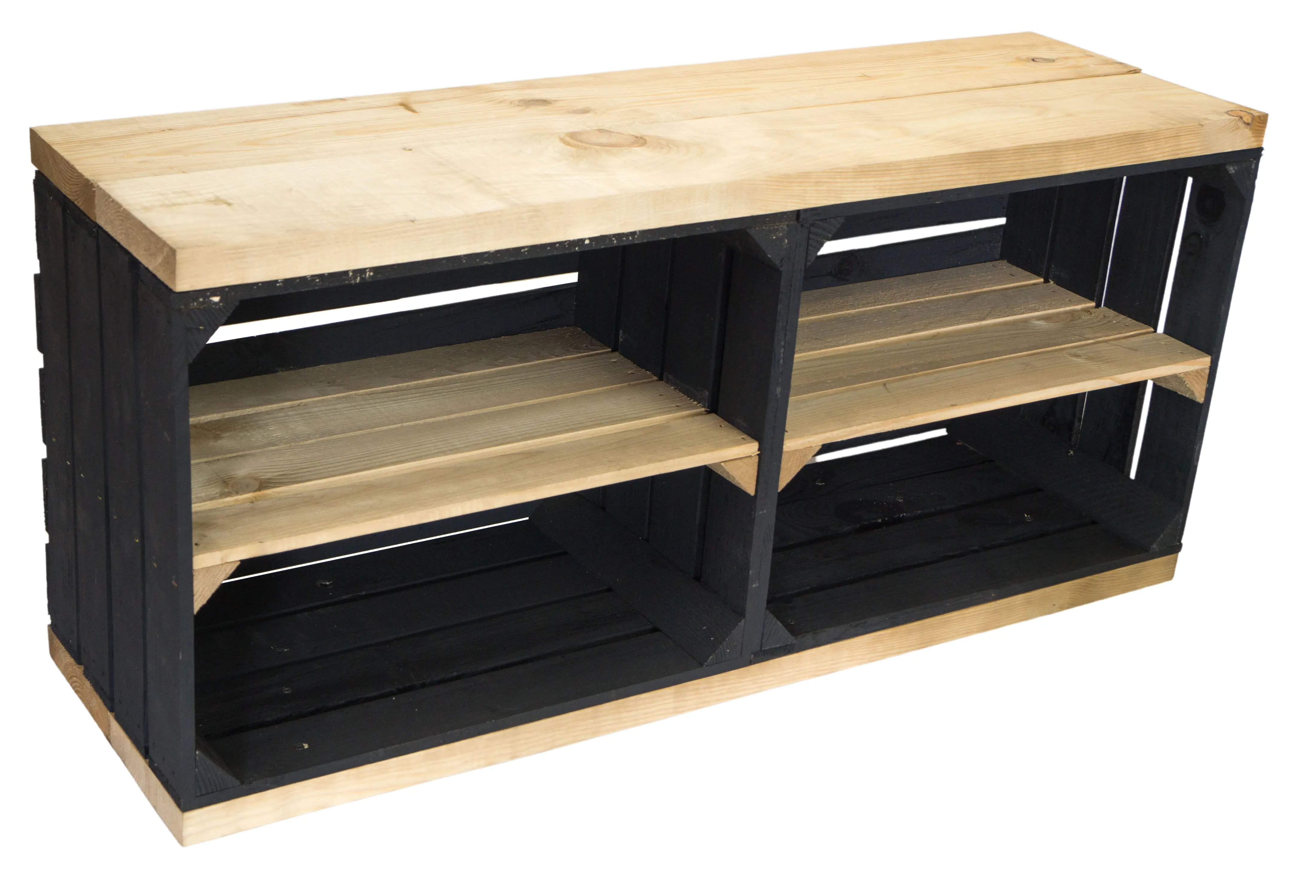 Sitzbank schwarz mit Sitzfläche aus dicken Holzplanken Natur mit Mittelbrett Natur Sitzbank schwarz mit Sitzfläche aus dicken Holzplanken Natur mit Mittelbrett Natur