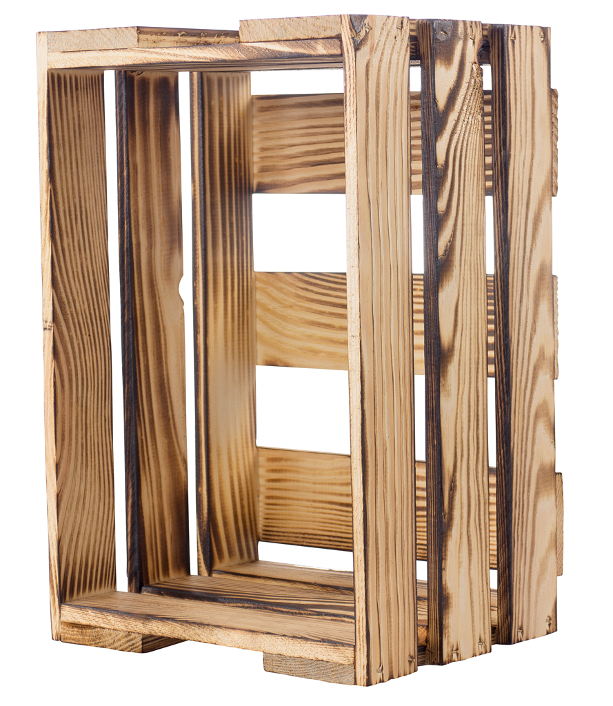 Mini-Weinkiste in geflammt 34x23x19cm