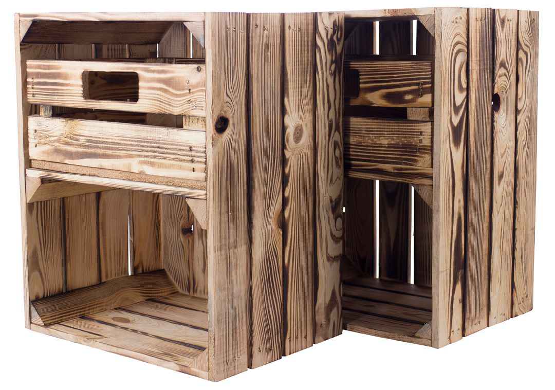 Geflammte Regalkiste -quer- mit Schublade 50x40x30cm Geflammte Regalkiste -quer- mit Schublade 50x40x30cm