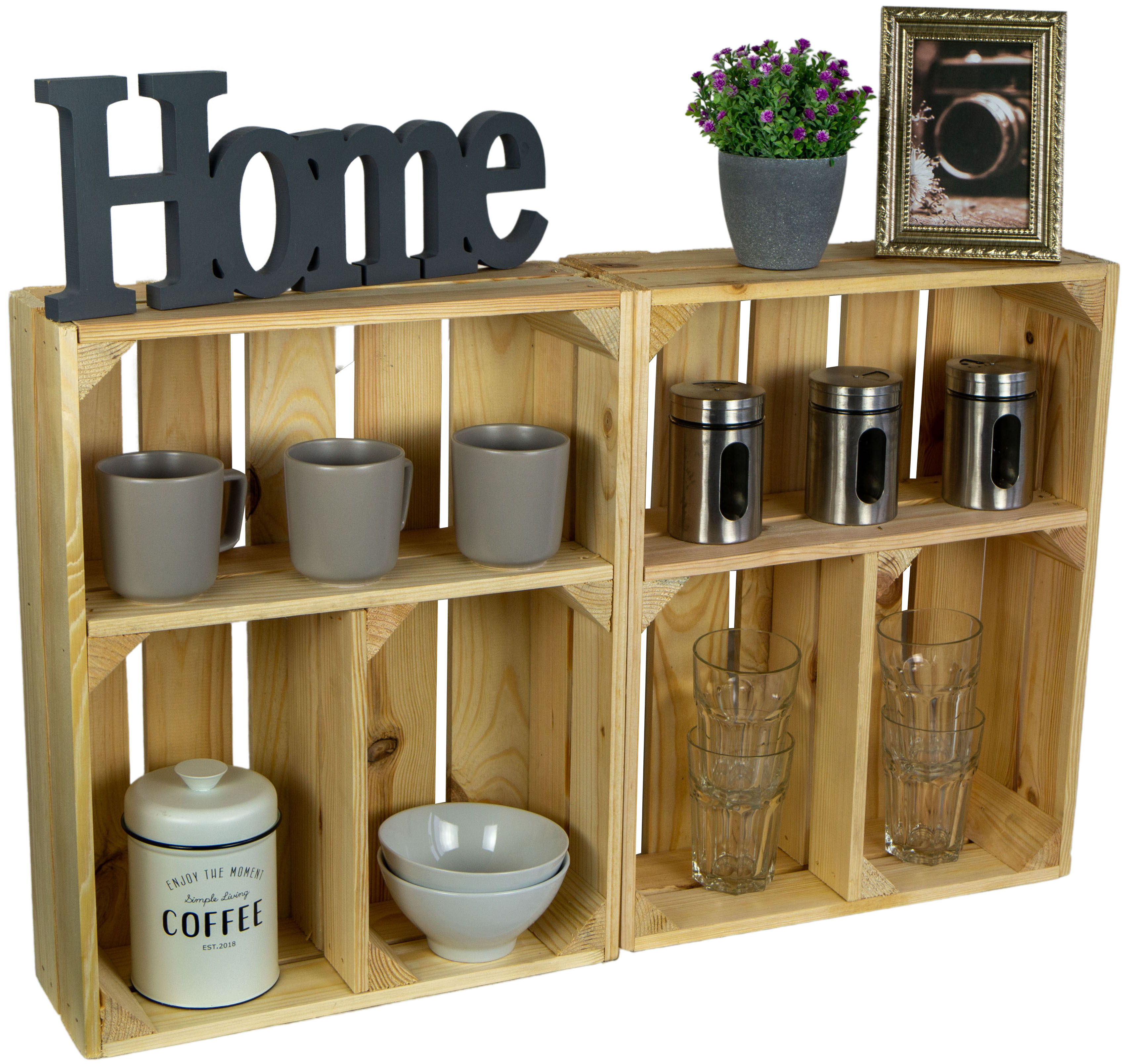 Flaches Obstkistenregal "Traute" Natur