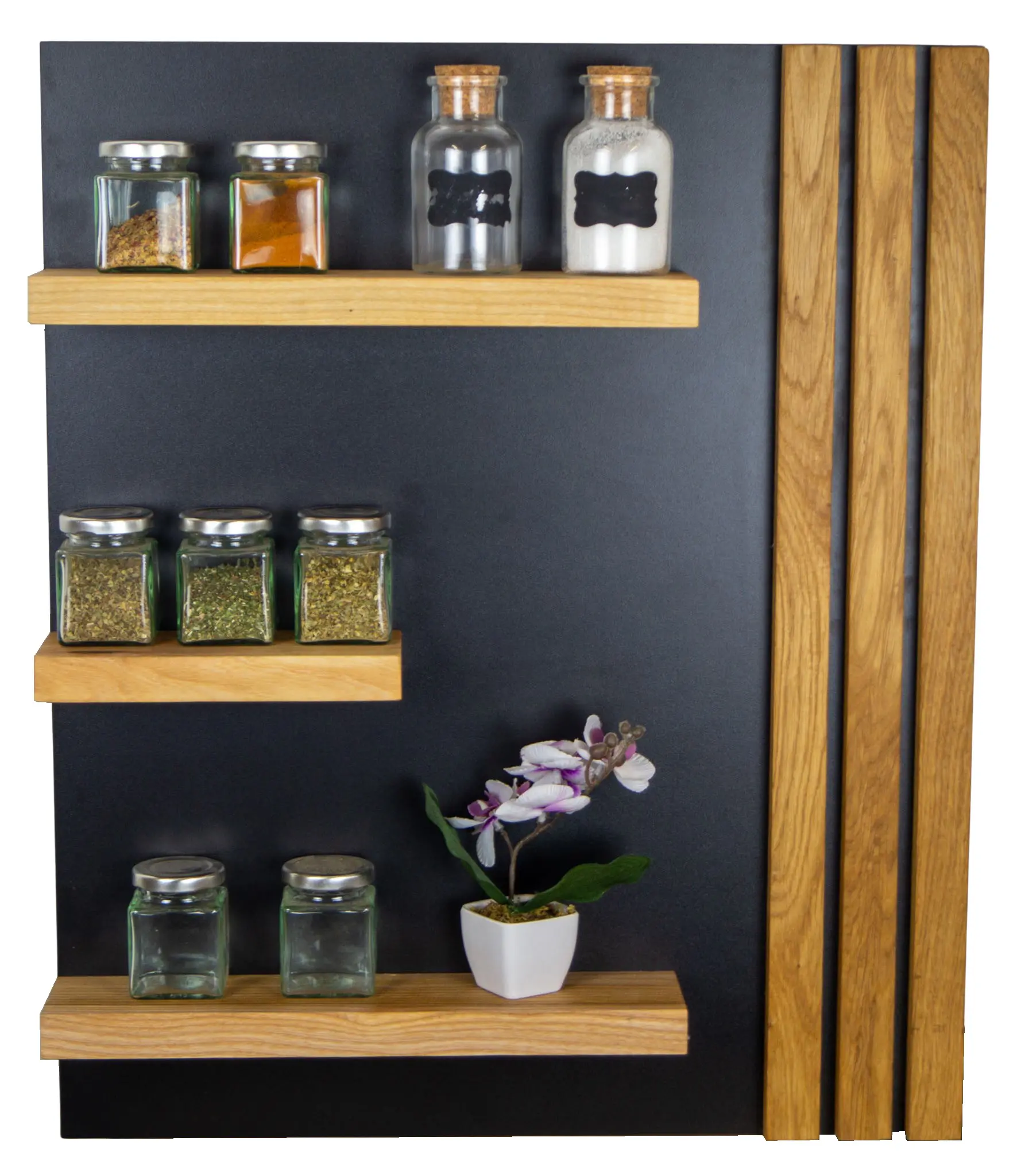 Kleines Gewürzregal "Liese" in schwarz mit 3 Ebenen Kleines Gewürzregal "Liese" in schwarz mit 3 Ebenen