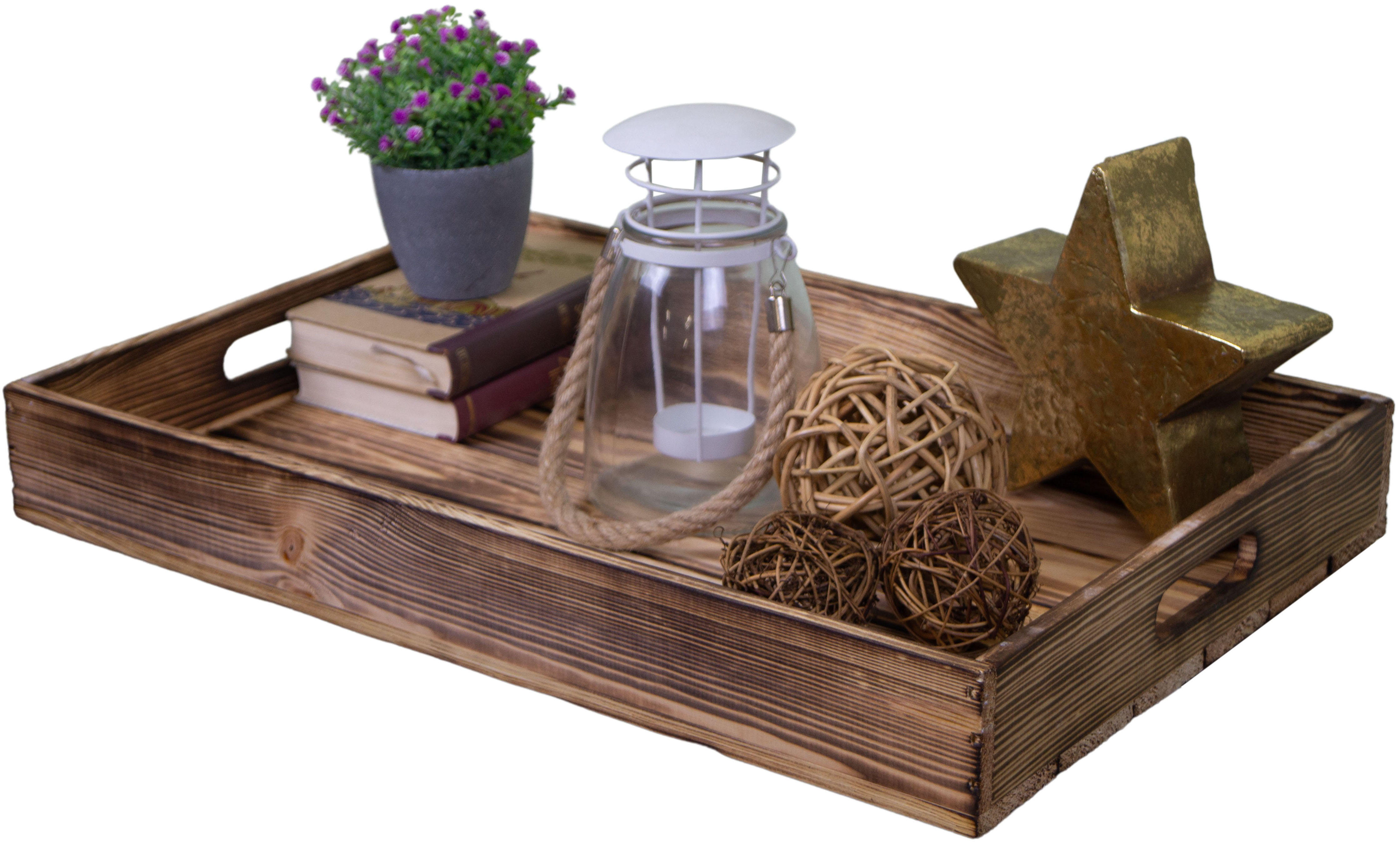 Serviertablett in geflammt 60x40x8cm Holztablett Frühstückstablet Bartablett Serviertablett in geflammt 60x40x8cm Holztablett Frühstückstablet Bartablett