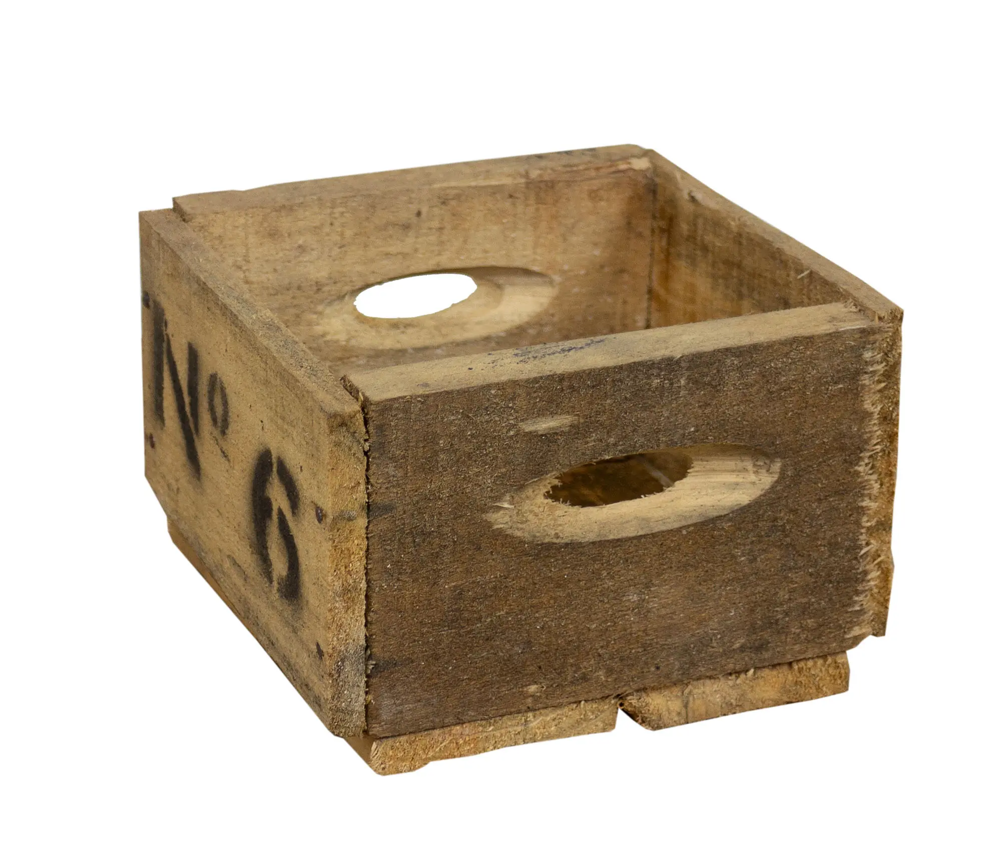 Alte Holzkiste mit Aufdruck No6 14x15x9,5cm (xtra-small)