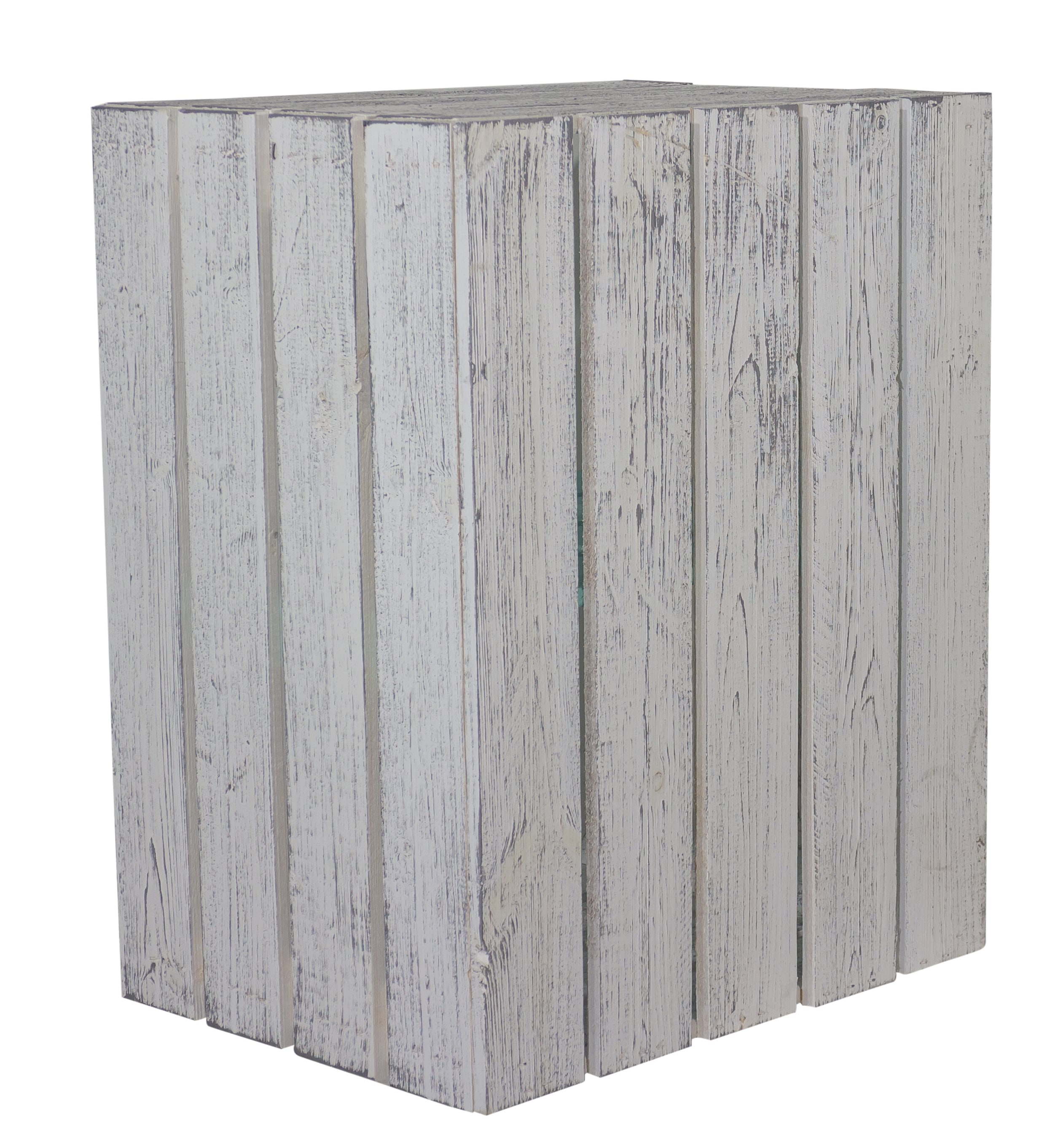 Shabby graue Obstkiste mit türkisem Mittelbrett -quer- 50 x 40 x 30cm