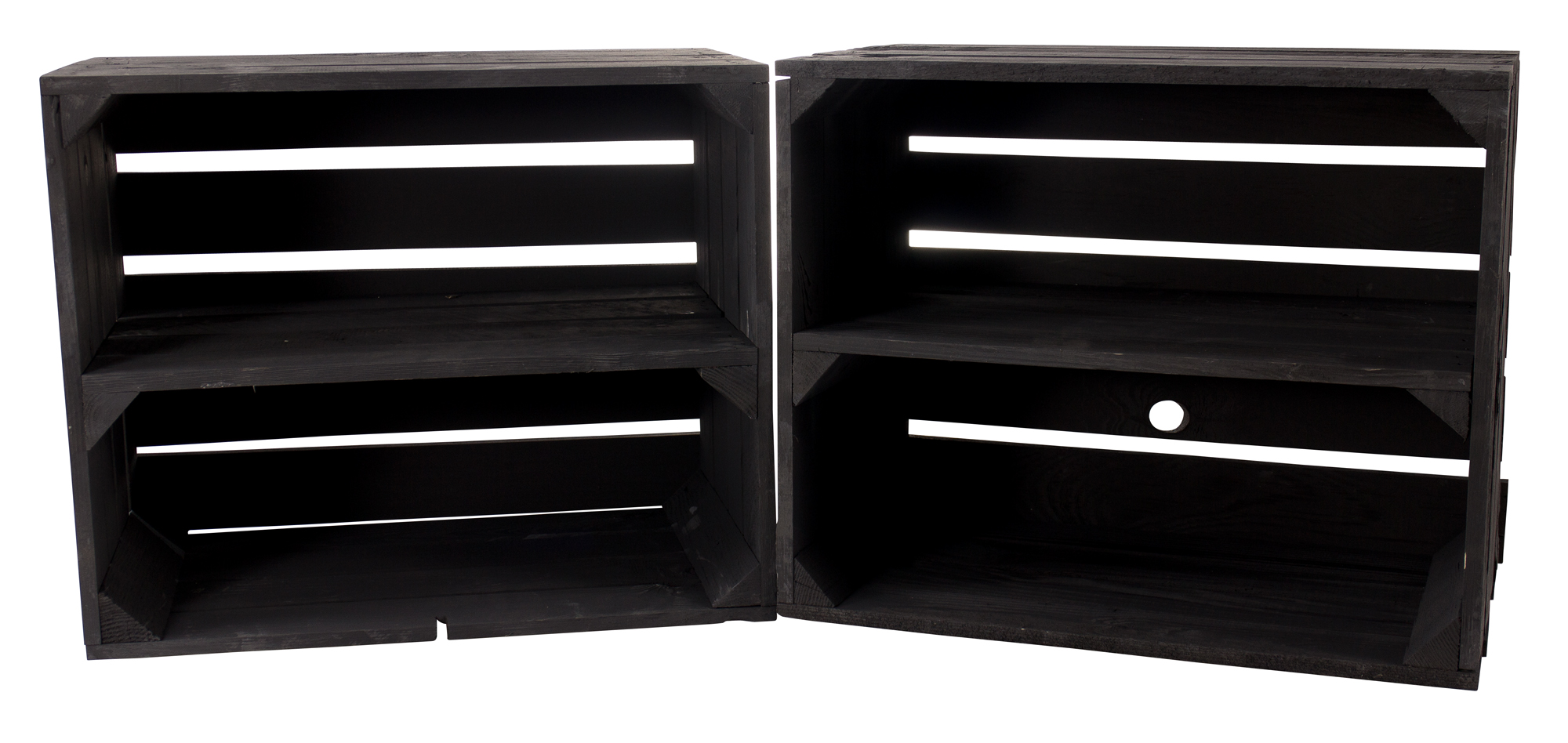 Holzkiste als Regal in Schwarz 50x40x30cm