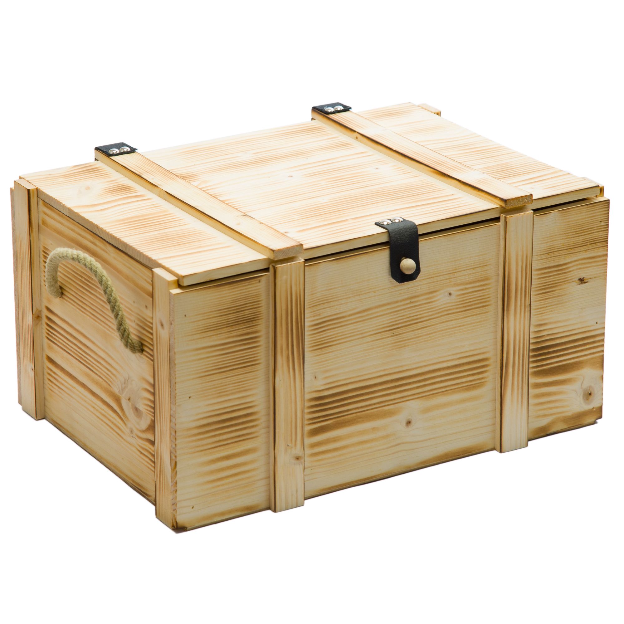 6er Weinkiste geflammt inkl. Holzwolle