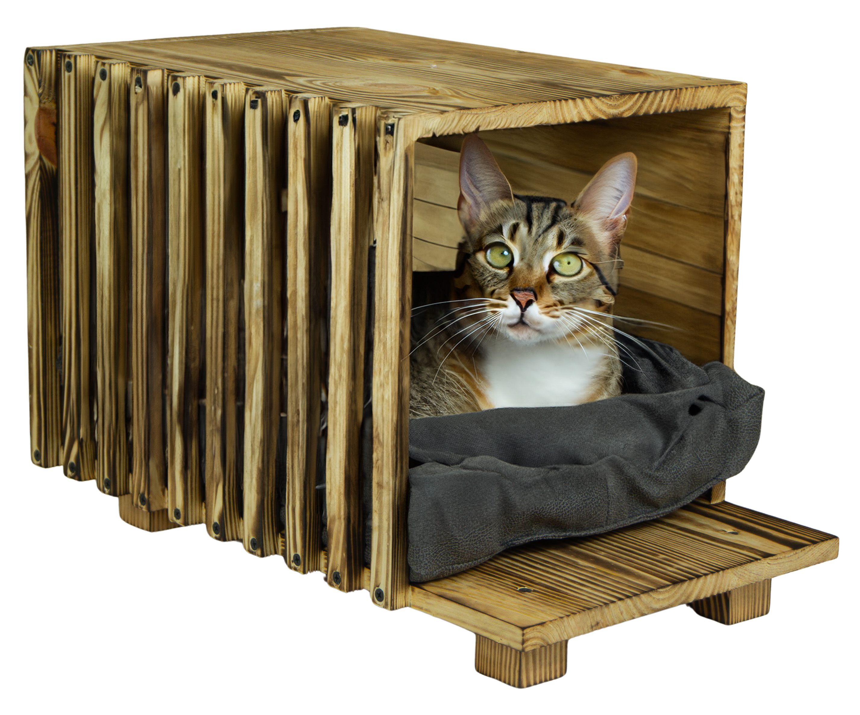 Katzenbett in geflammt mit Kissen 50x30x34cm Katzenbett in geflammt mit Kissen 50x30x34cm