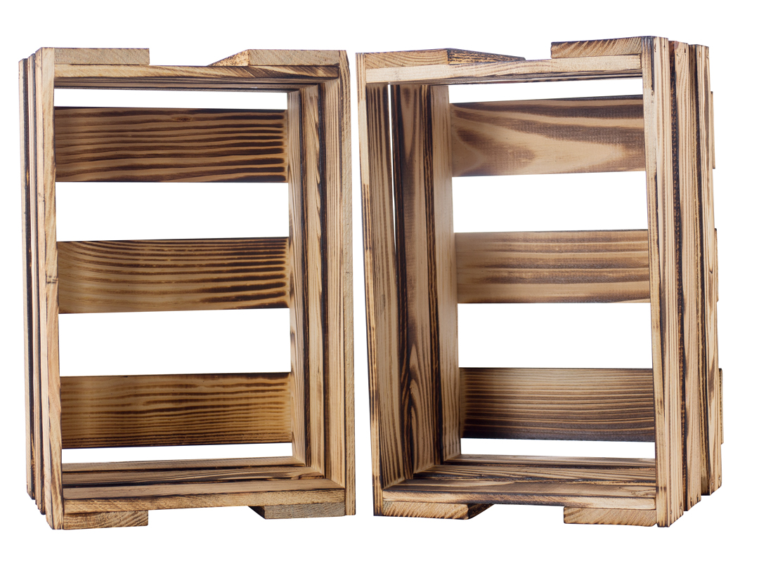 Mini-Weinkiste in geflammt 34x23x19cm