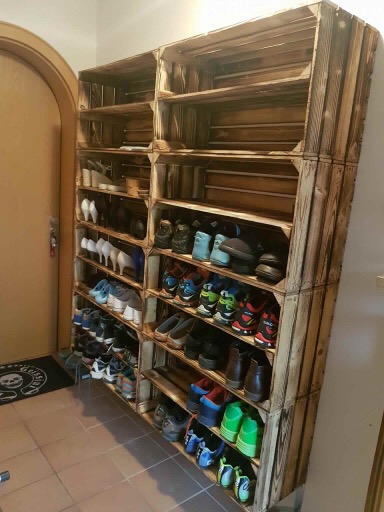 Große geflammte Holzkiste mit Mittelbrett 68x40x30cm Große geflammte Holzkiste mit Mittelbrett 68x40x30cm