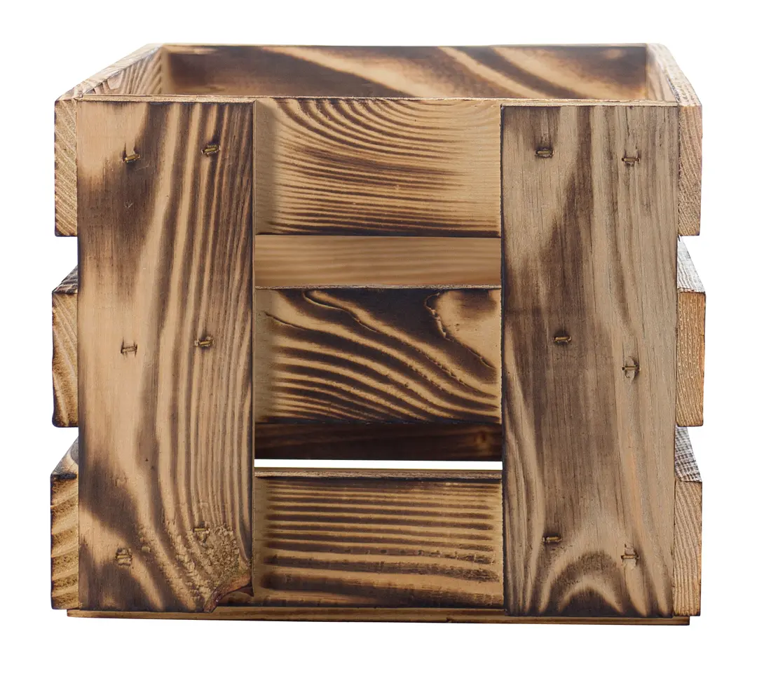 Mini-Weinkiste in geflammt 34x23x19cm