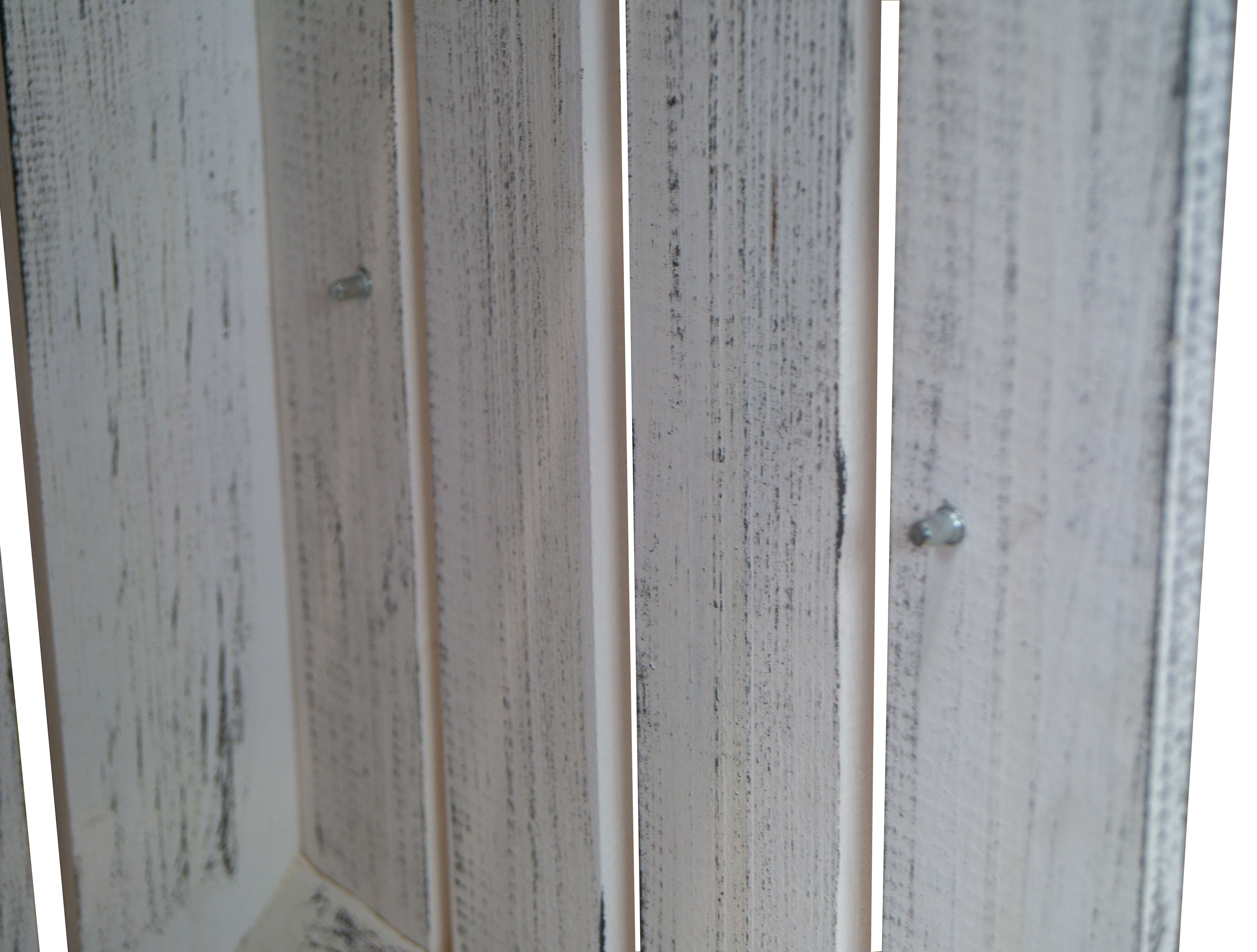 Sitzkiste Johanna - Shabby weiß längs - geflammte Planke Sitzkiste Johanna - Shabby weiß längs - schwarze Planke