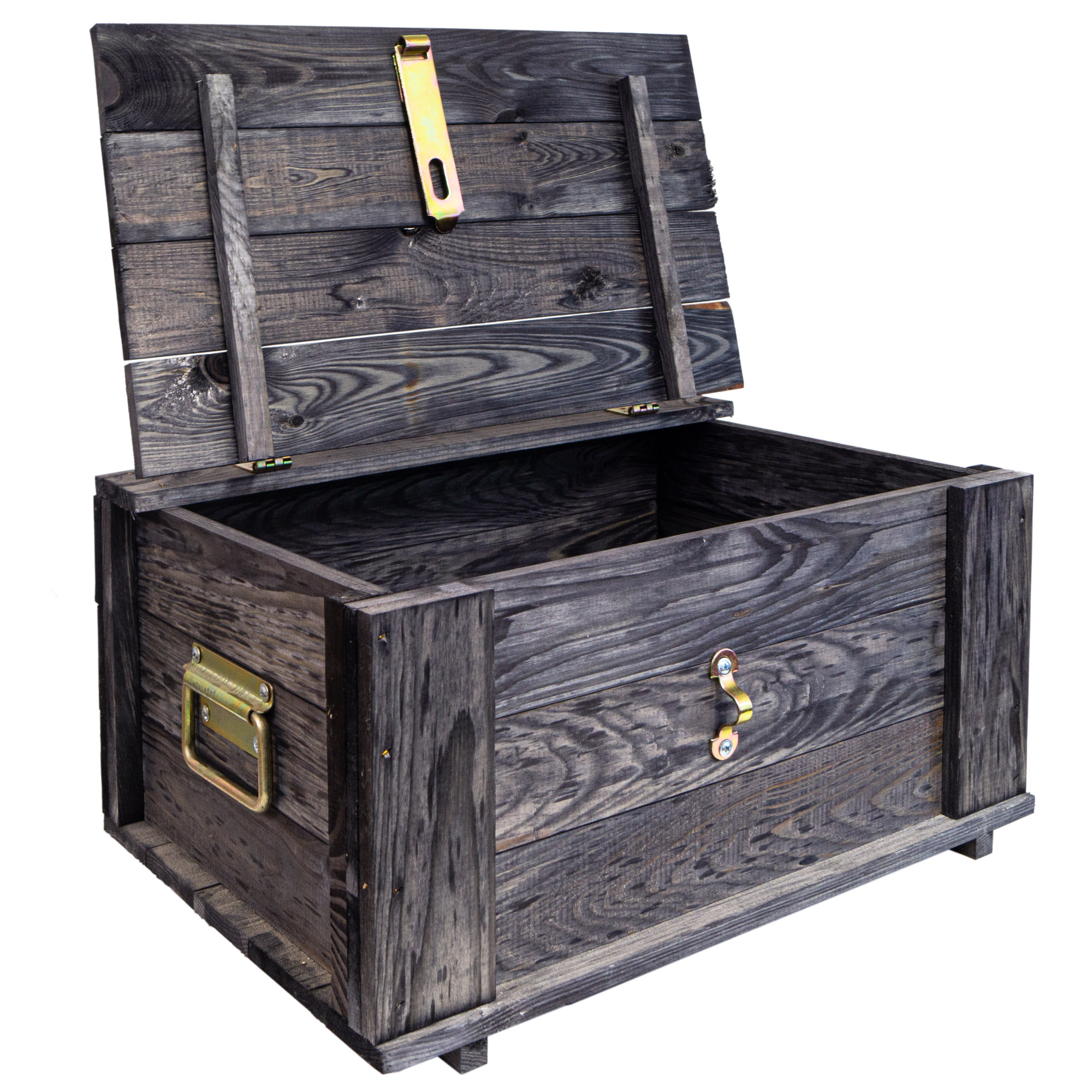 Truhe Hugo Vintage schwarz mit Deckel 50 x 36 x 26cm