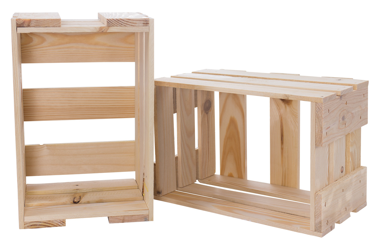 Helle mini Weinkiste 34x23x19cm