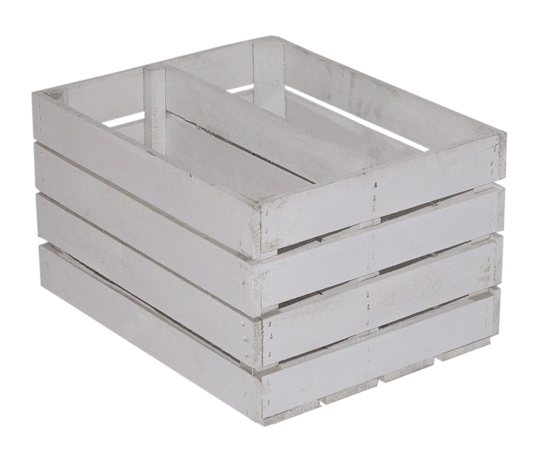 Weiße Kiste mit Mittelbrett "längs" 50x40x30cm