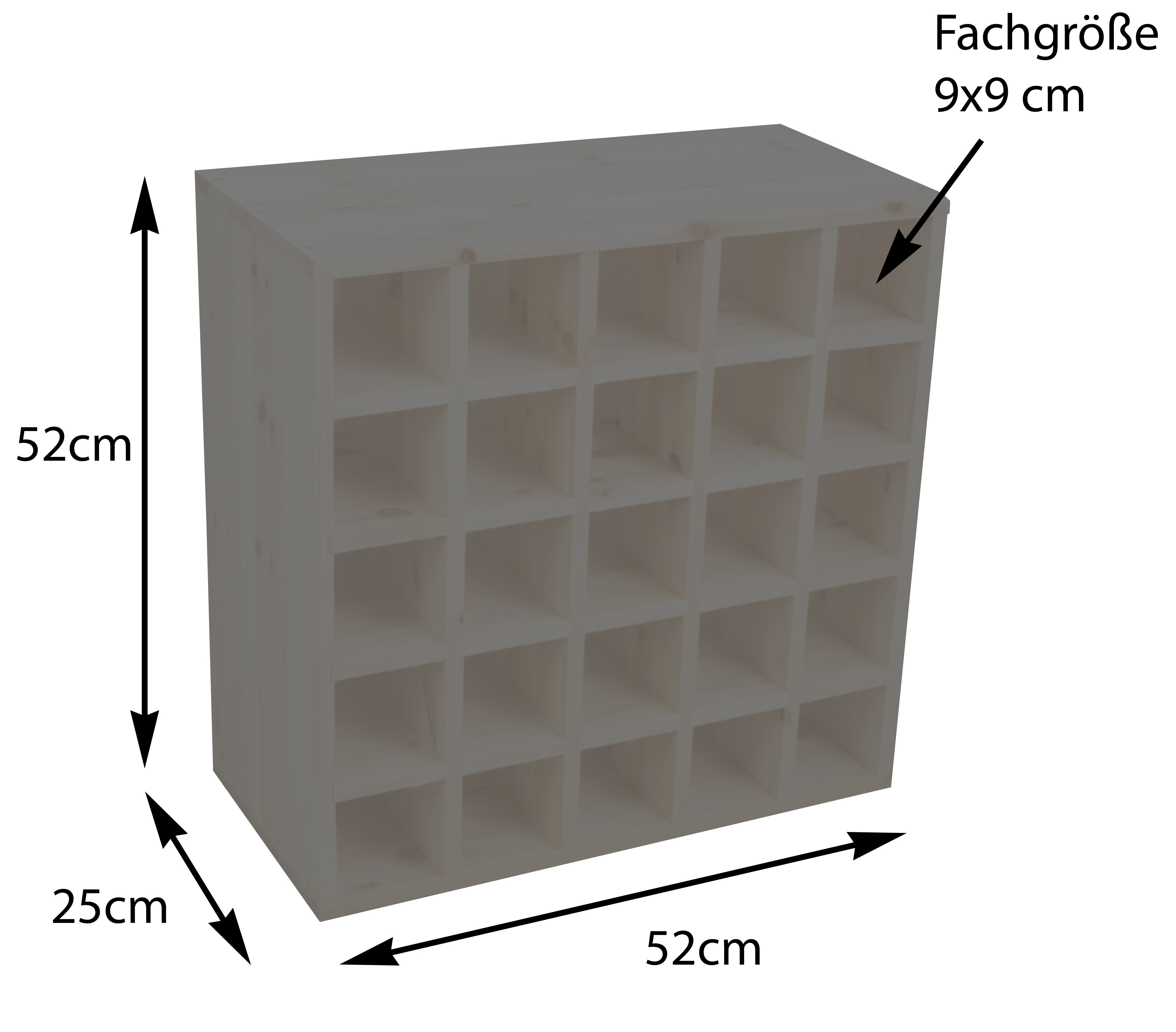 Großes Weinregal geflammt 52 x 52 "25er" Großes Weinregal Natur 52 x 52 "25er"