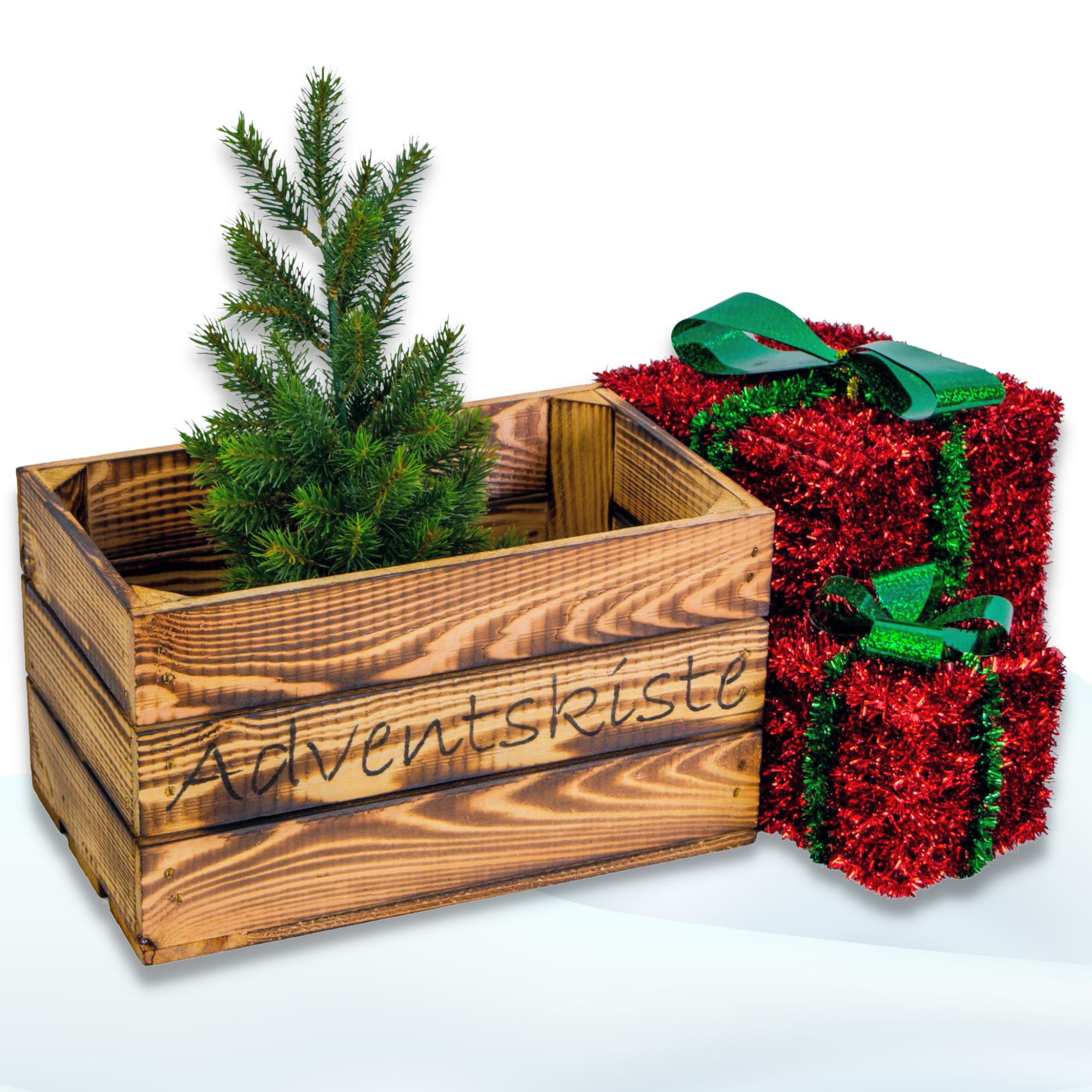 Adventskiste "Hilde" geflammt ohne mit schwarzer Schrift Adventskiste "Hilde" geflammt ohne mit schwarzer Schrift