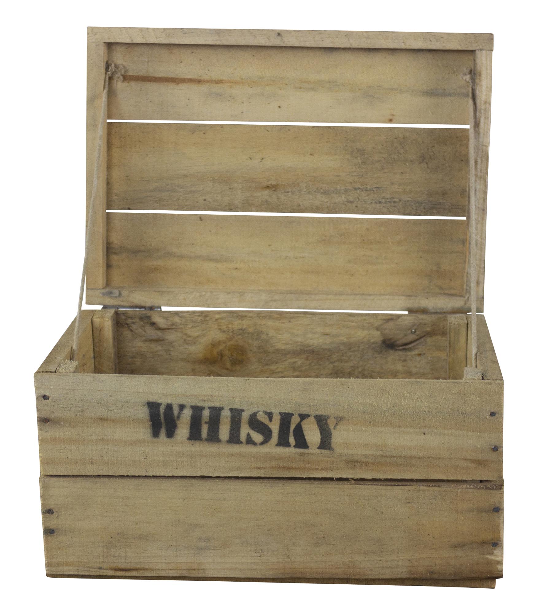 Rustikale Obstkiste mit Deckel und Aufdruck Whisky 34x24x20cm Rustikale Obstkiste mit Deckel und Aufdruck Whisky 34x24x20cm