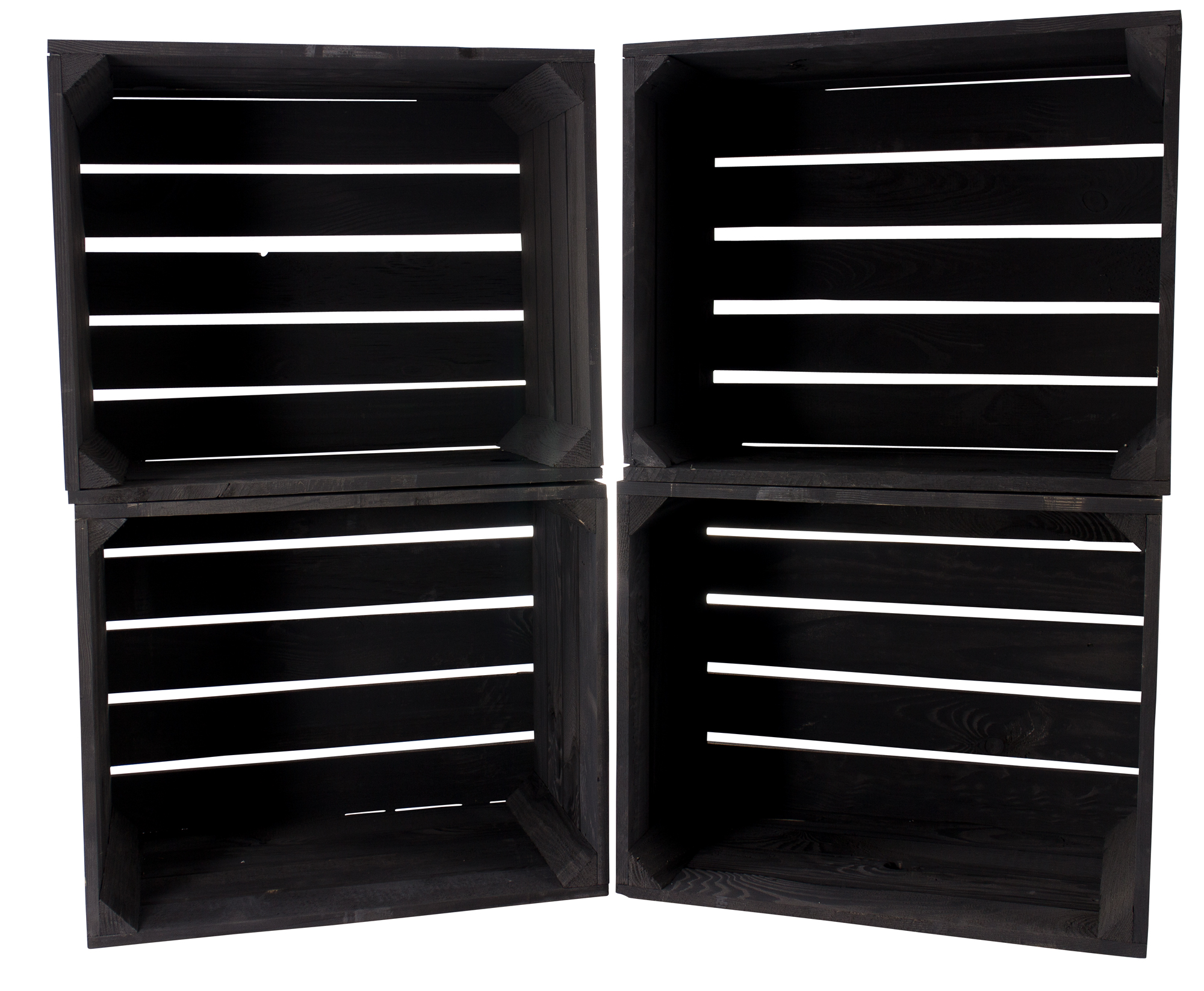 4x Schwarze Apfelkiste 50x40x30cm