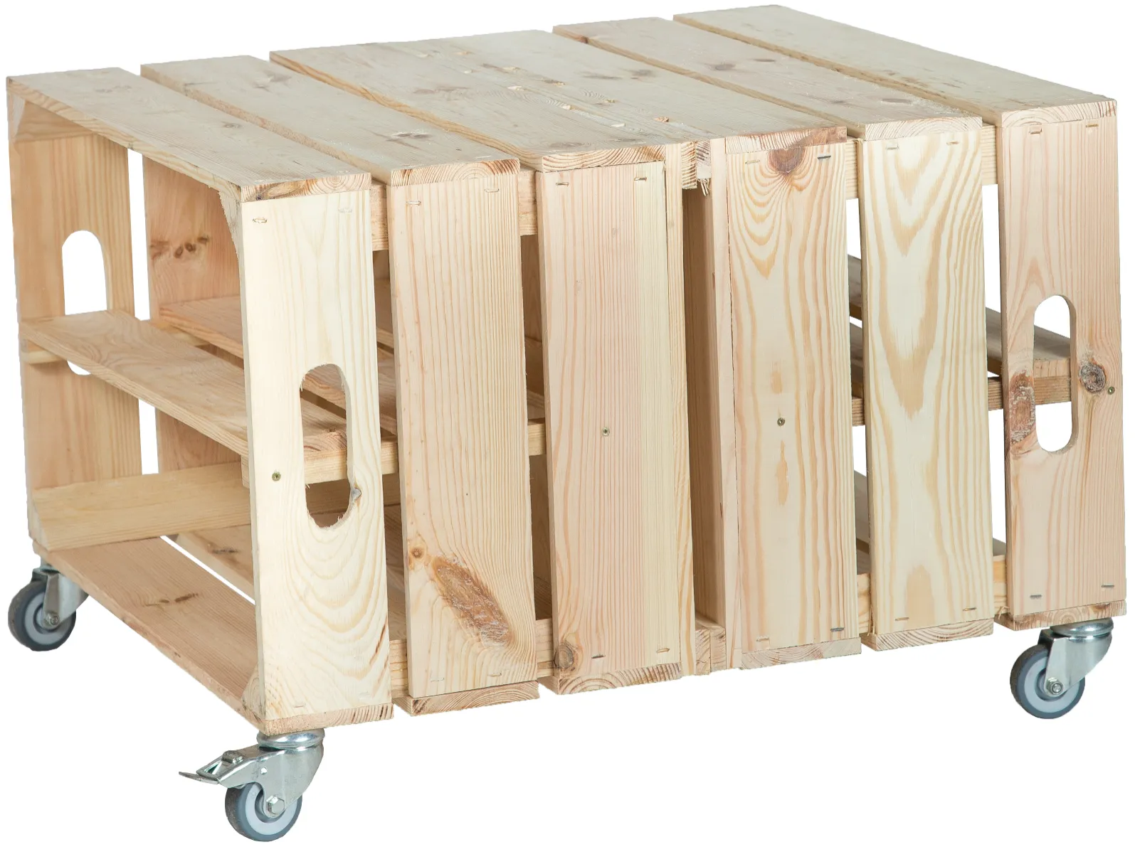 kleiner Obstkistentisch Elfriede Natur inkl. Rollen