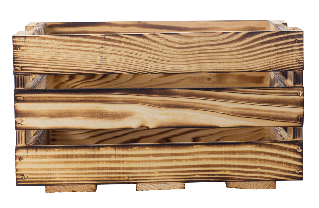 Mini-Weinkiste in geflammt 34x23x19cm