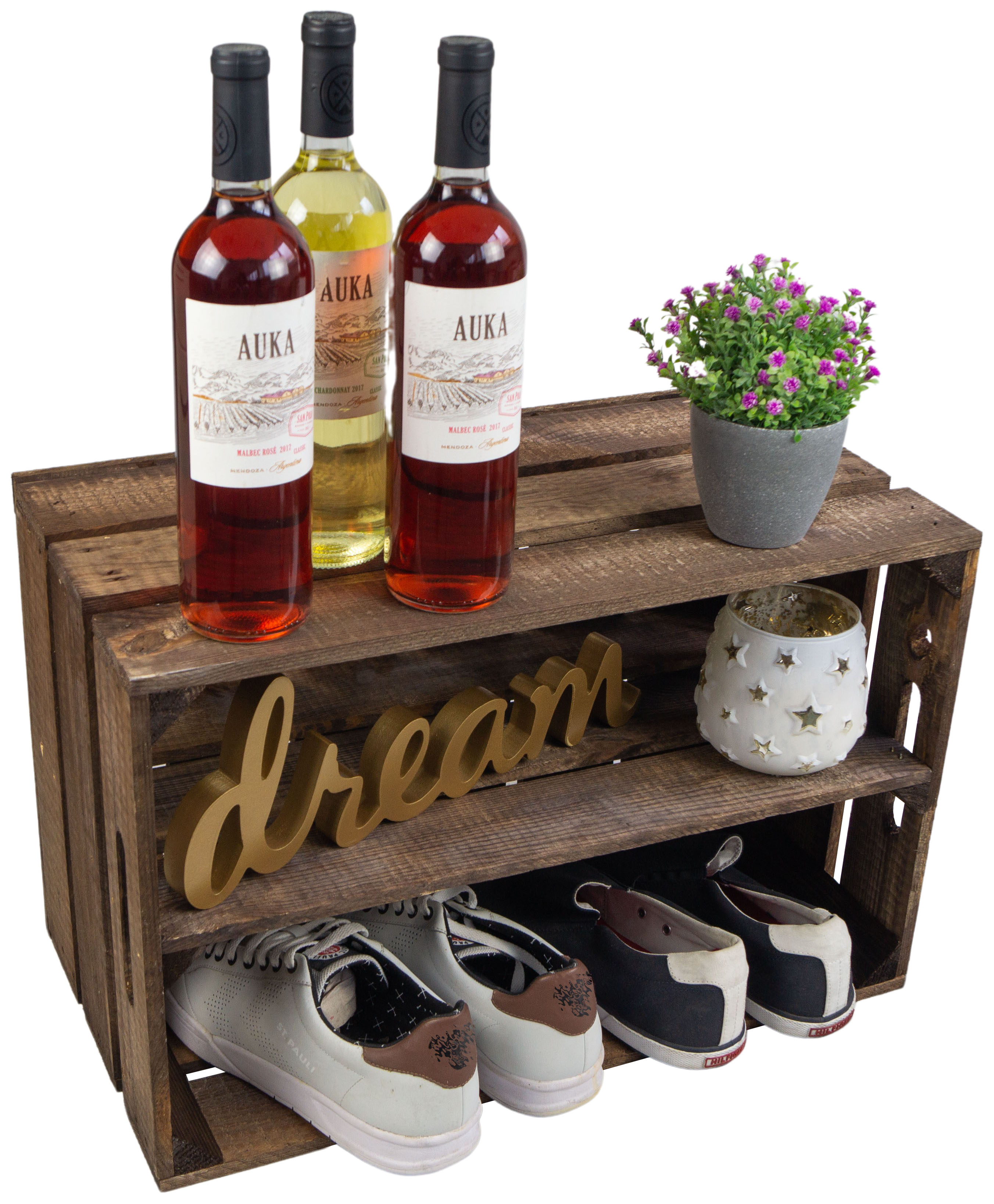 Obstkiste "Elfriede" dunkel mit Mittelbrett