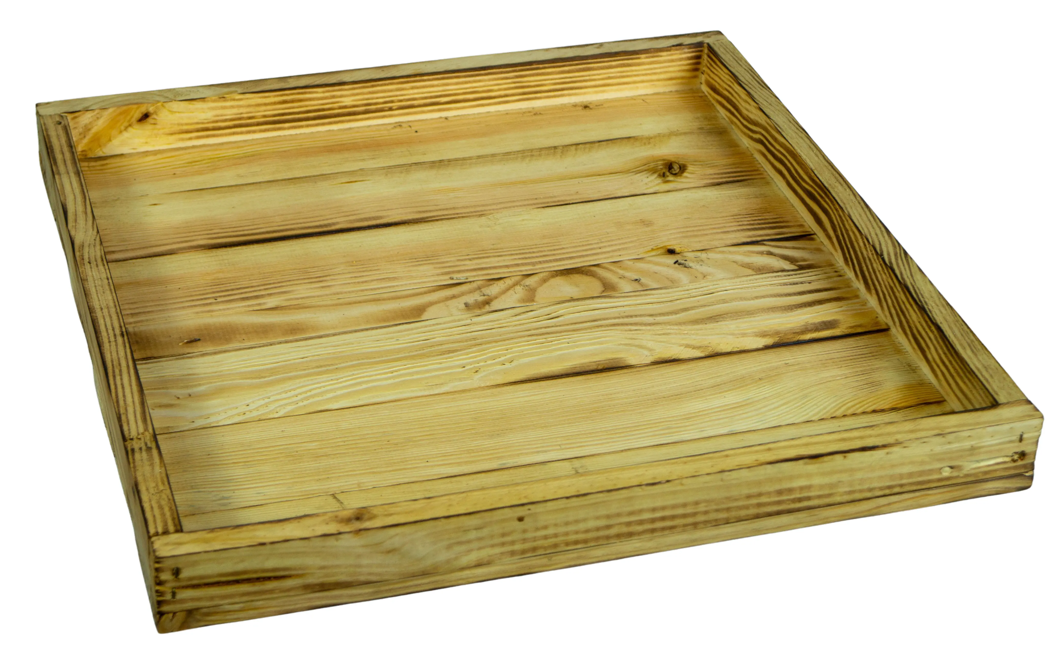 Kleines Dekotablett-Set aus 5 Holzkisten 40x40cm 8cm Höhe Kleines Dekotablett-Set aus 5 Holzkisten 40x40cm 8cm Höhe