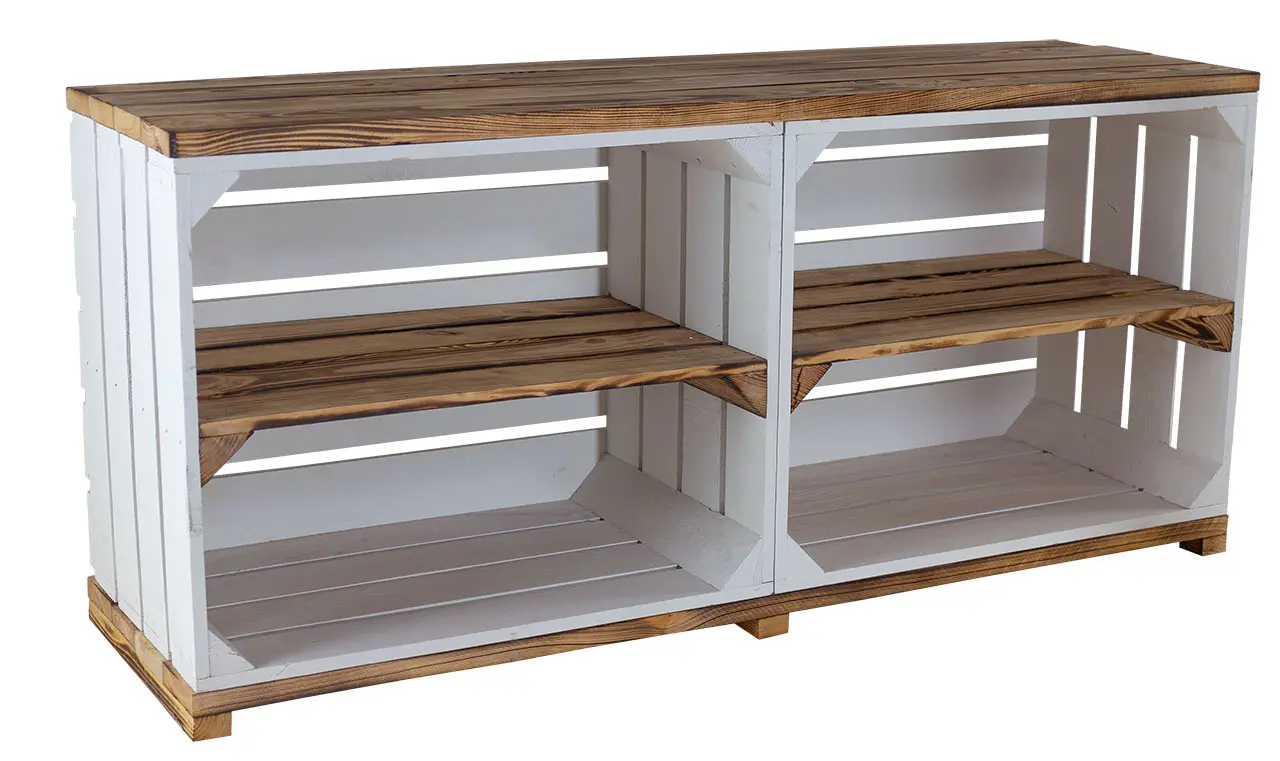 TV-Schrank aus Regalkisten auf Holzfüßen 100x30x50cm TV-Schrank aus Regalkisten auf Holzfüßen 100x30x50cm