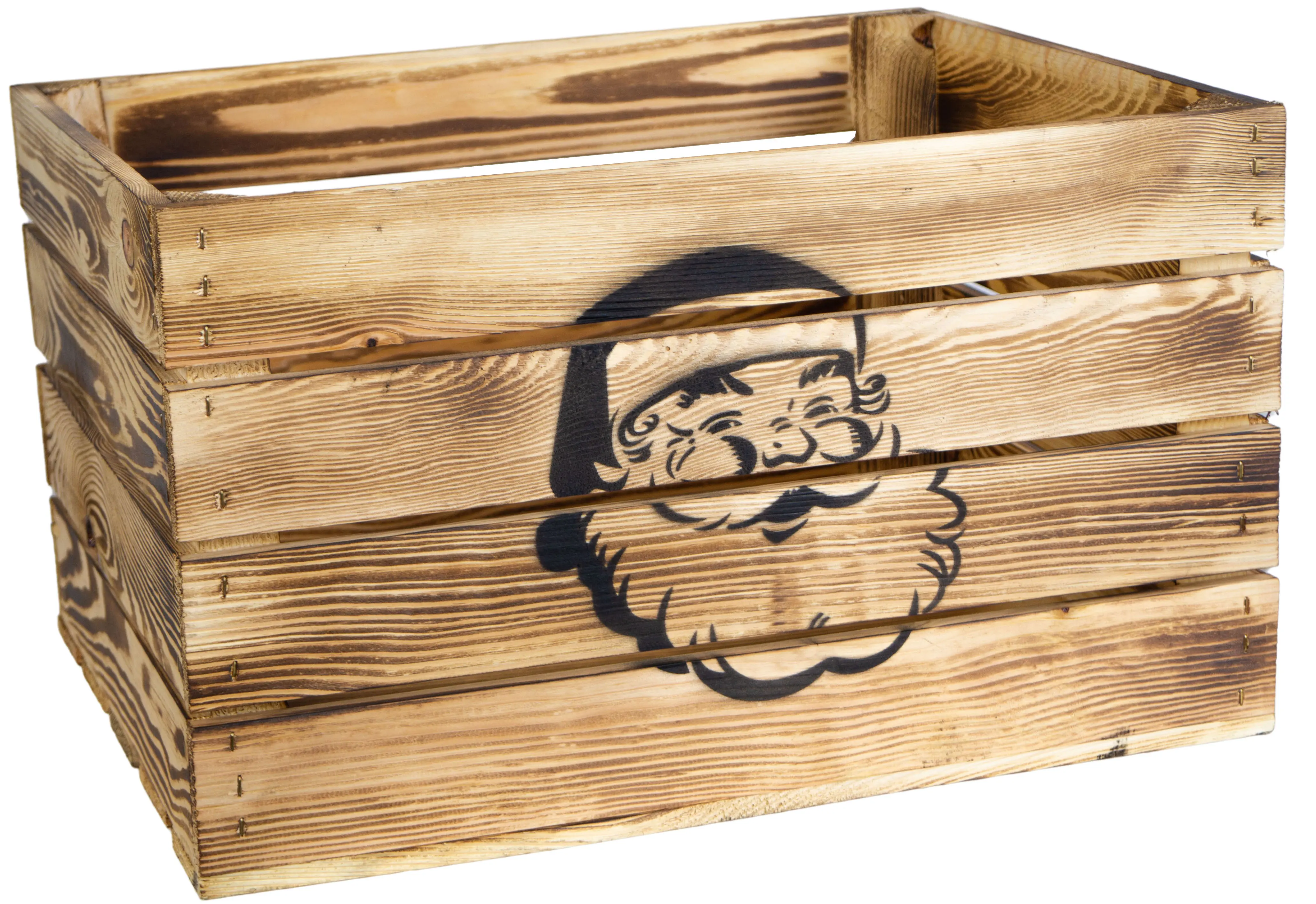 Obstkiste geflammt mit schwarzem Weihnachtsmann 50x40x30cm