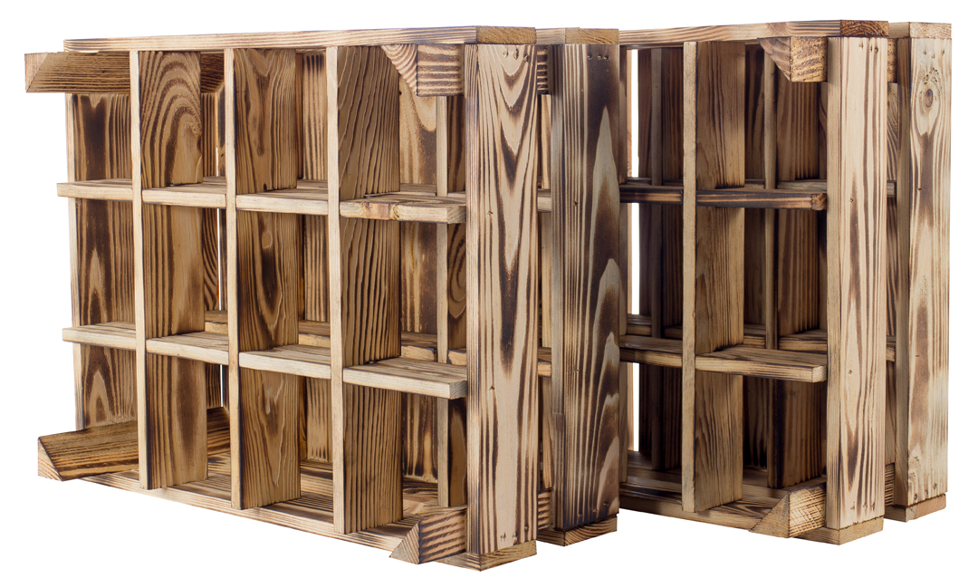 Geflammtes Weinregal mit Platz für 12 Flaschen 50x23x40cm Geflammtes Weinregal mit Platz für 12 Flaschen 50x23x40cm